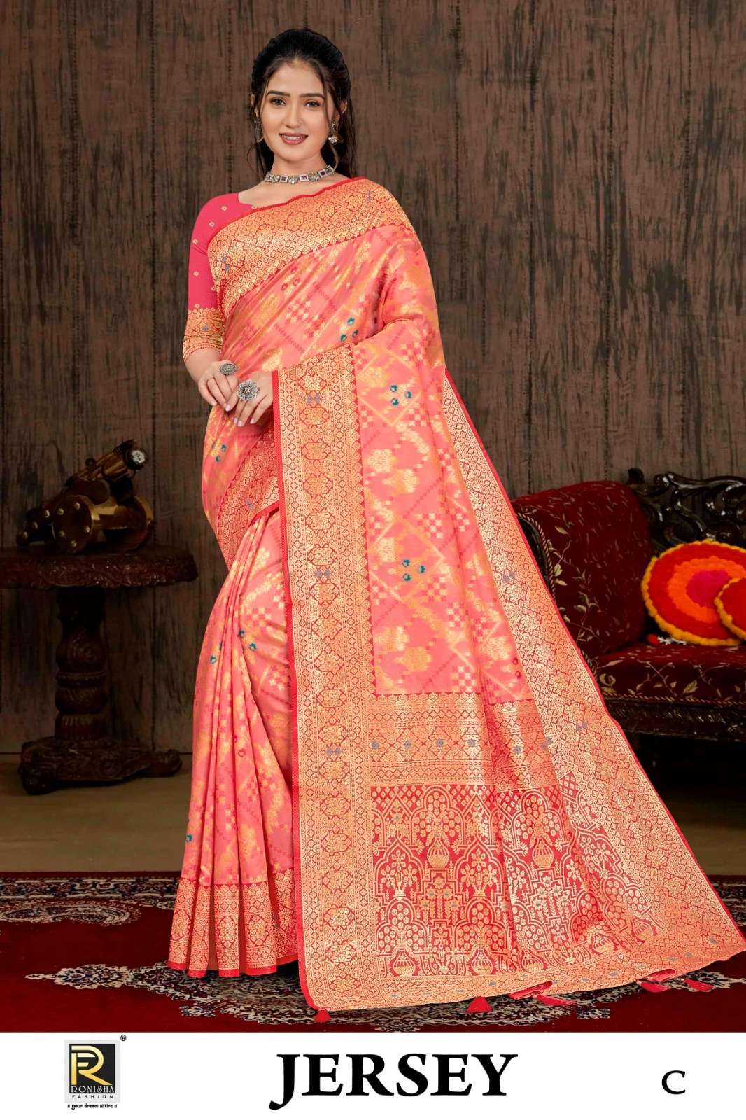 Ronisha Jersey Banarasi Silk Saree Wholesale catalog