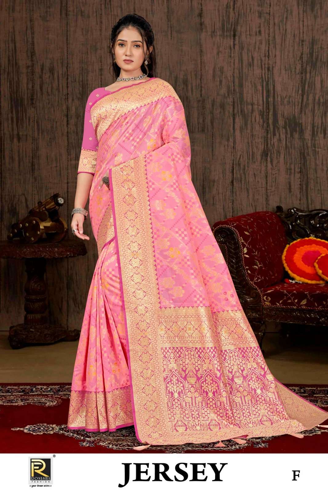 Ronisha Jersey Banarasi Silk Saree Wholesale catalog