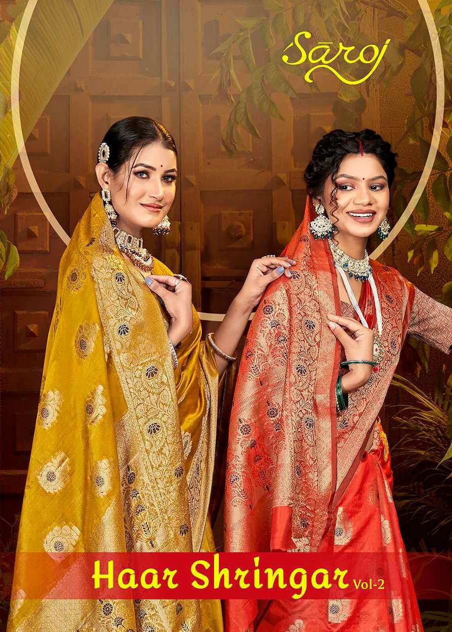 Saroj Haar Shringar vol.2 Premium cxc bright organza silk in bright matching Saree Wholesale catalog    