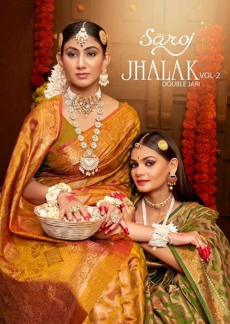 Saroj Jhalak Vol - 2 Soft Orgenza saree with pure jari Saree Wholesale catalog    