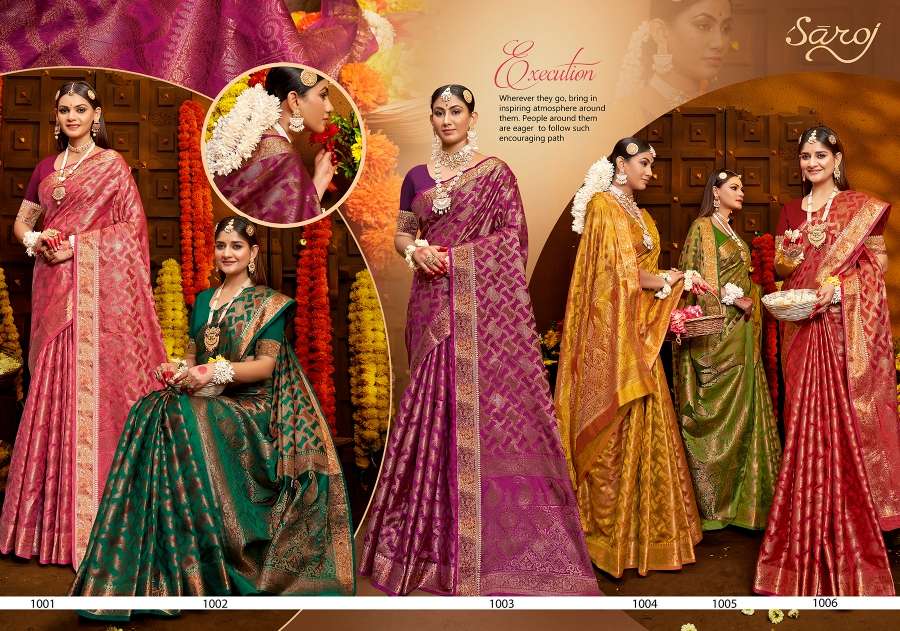 Saroj Jhalak Vol - 2 Soft Orgenza saree with pure jari Saree Wholesale catalog    