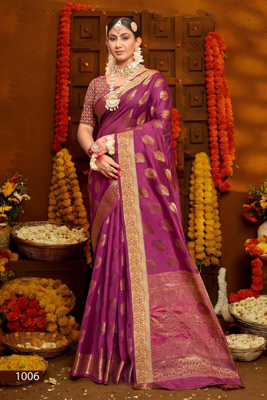 Saroj Jhalak Vol - 4 Soft Orgenza saree with pure jari Saree Wholesale catalog    