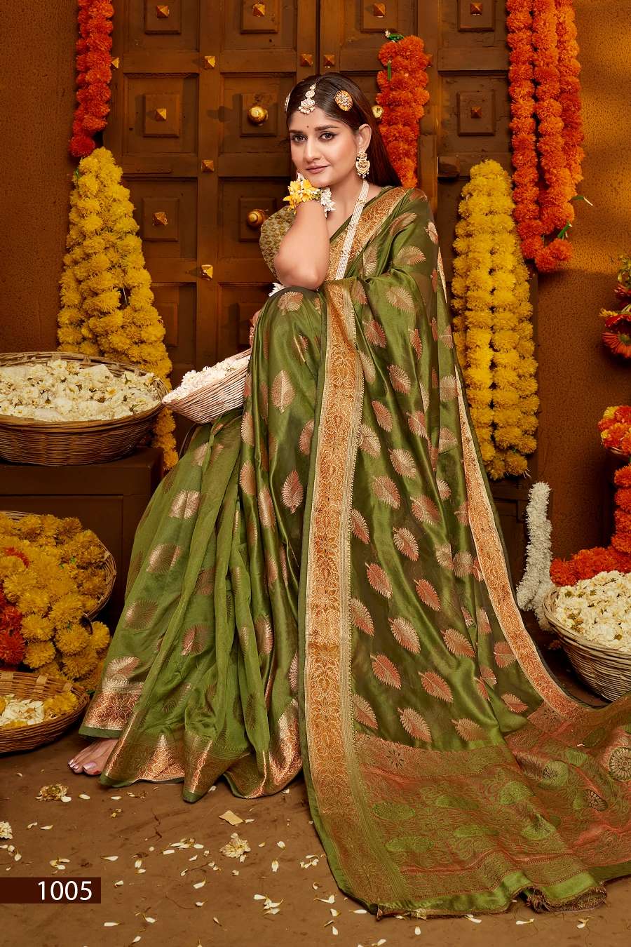 Saroj Jhalak Vol - 4 Soft Orgenza saree with pure jari Saree Wholesale catalog    