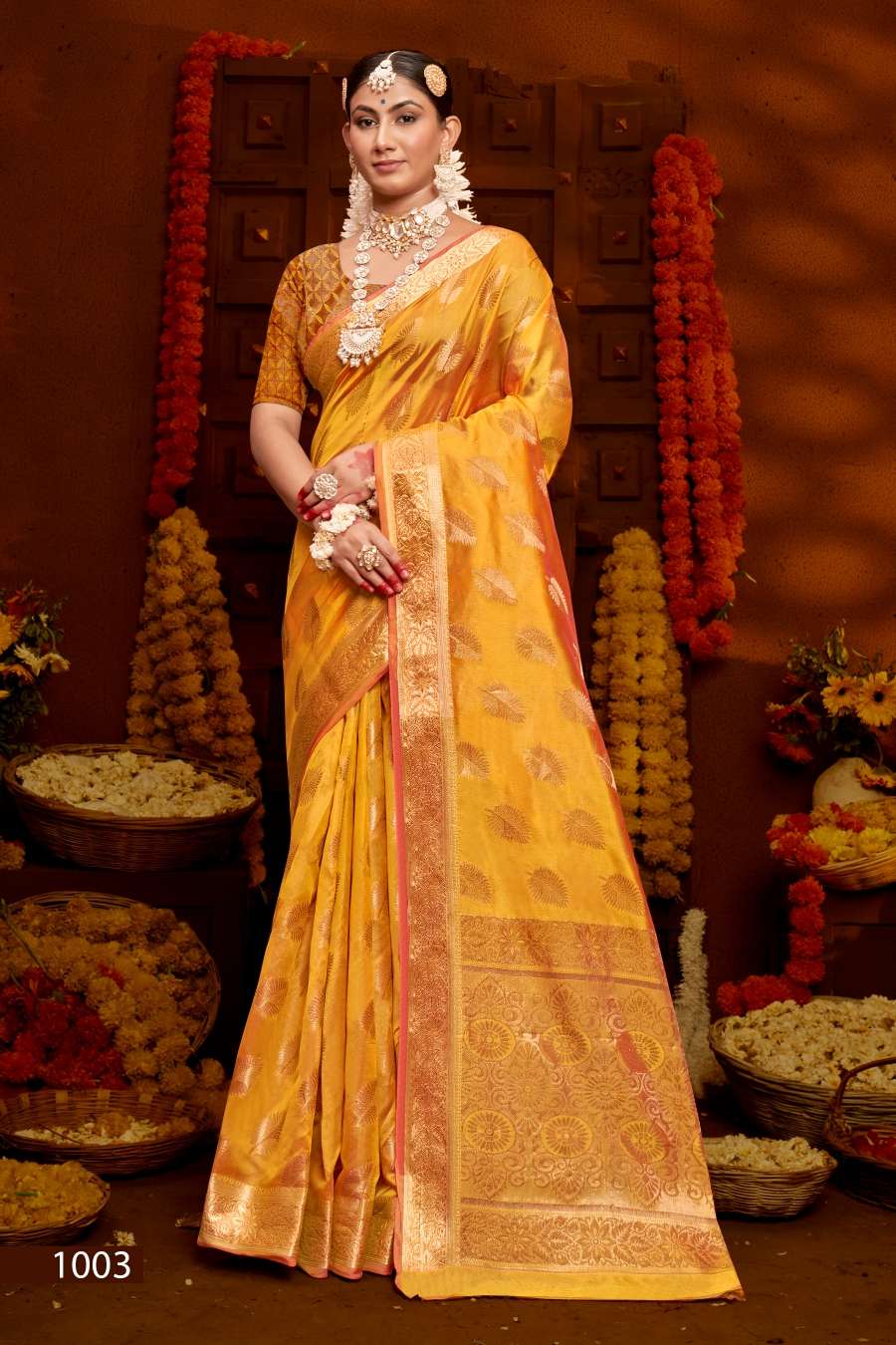 Saroj Jhalak Vol - 4 Soft Orgenza saree with pure jari Saree Wholesale catalog    