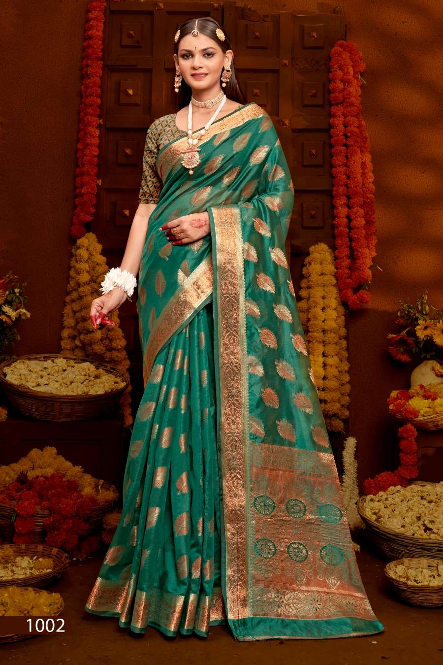 Saroj Jhalak Vol - 4 Soft Orgenza saree with pure jari Saree Wholesale catalog    