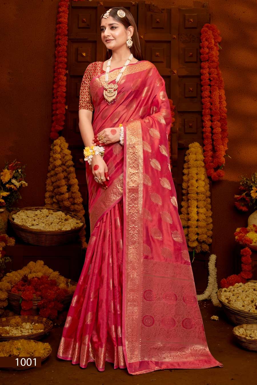 Saroj Jhalak Vol - 4 Soft Orgenza saree with pure jari Saree Wholesale catalog    