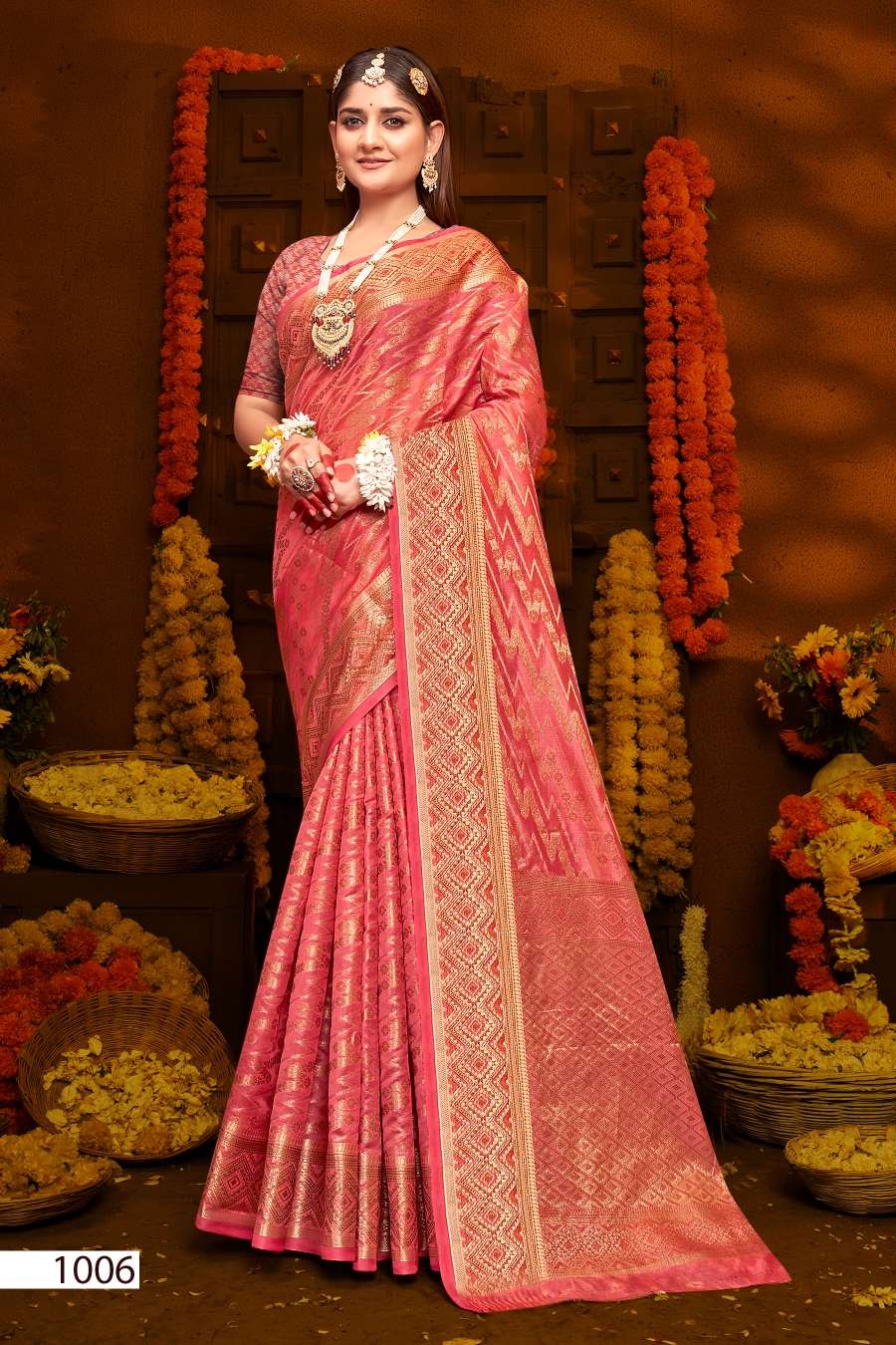 Saroj Jhalak Vol - 5 Soft Orgenza saree with pure jari Saree Wholesale catalog    