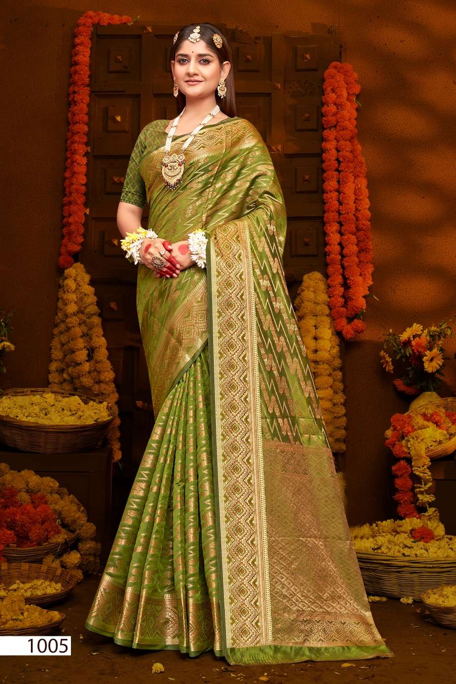 Saroj Jhalak Vol - 5 Soft Orgenza saree with pure jari Saree Wholesale catalog    