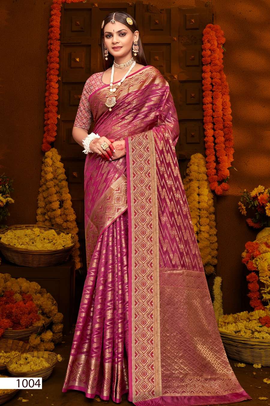 Saroj Jhalak Vol - 5 Soft Orgenza saree with pure jari Saree Wholesale catalog    
