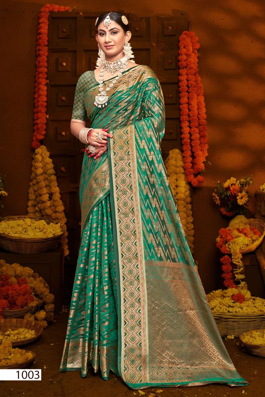 Saroj Jhalak Vol - 5 Soft Orgenza saree with pure jari Saree Wholesale catalog    