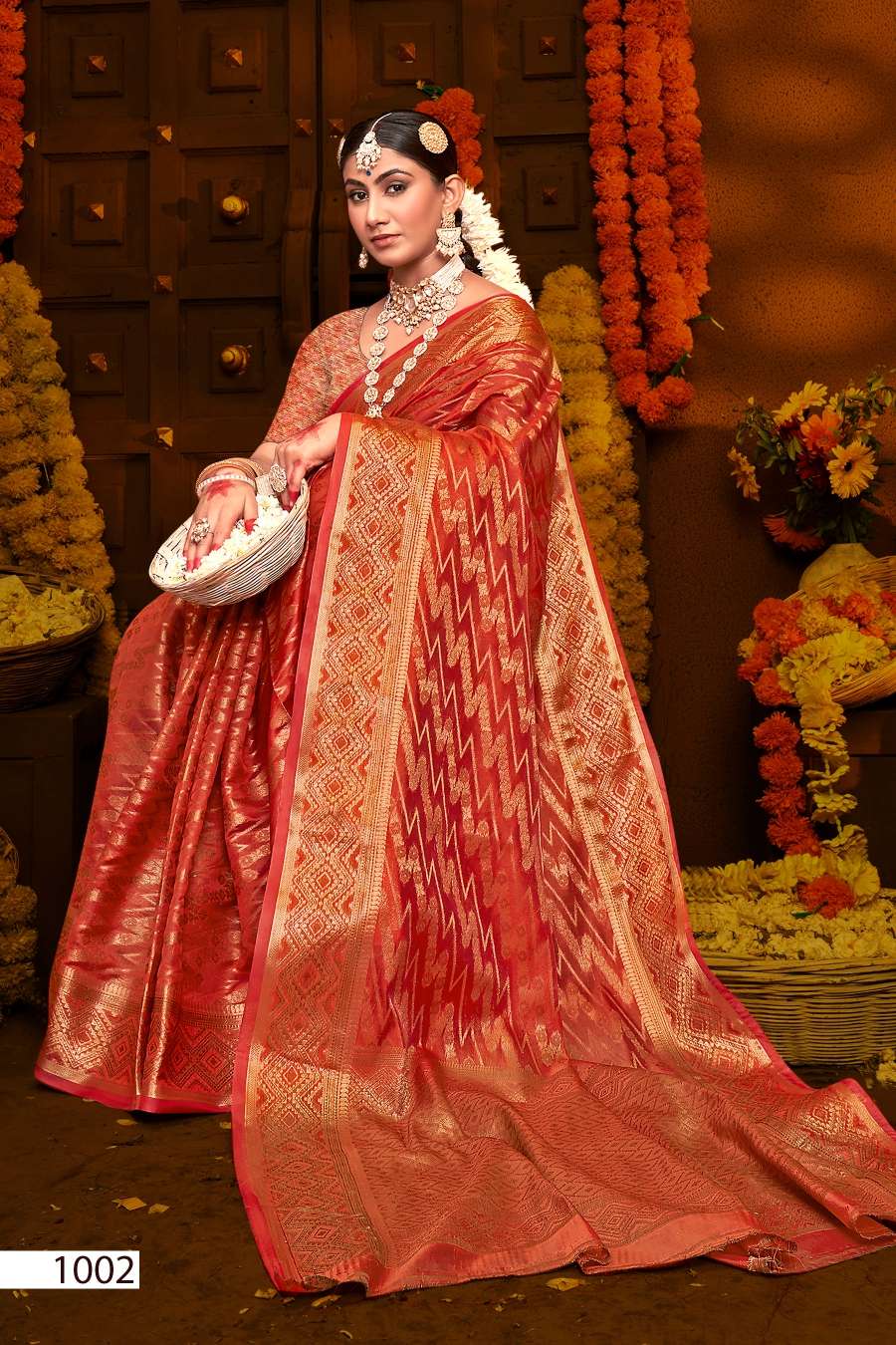 Saroj Jhalak Vol - 5 Soft Orgenza saree with pure jari Saree Wholesale catalog    
