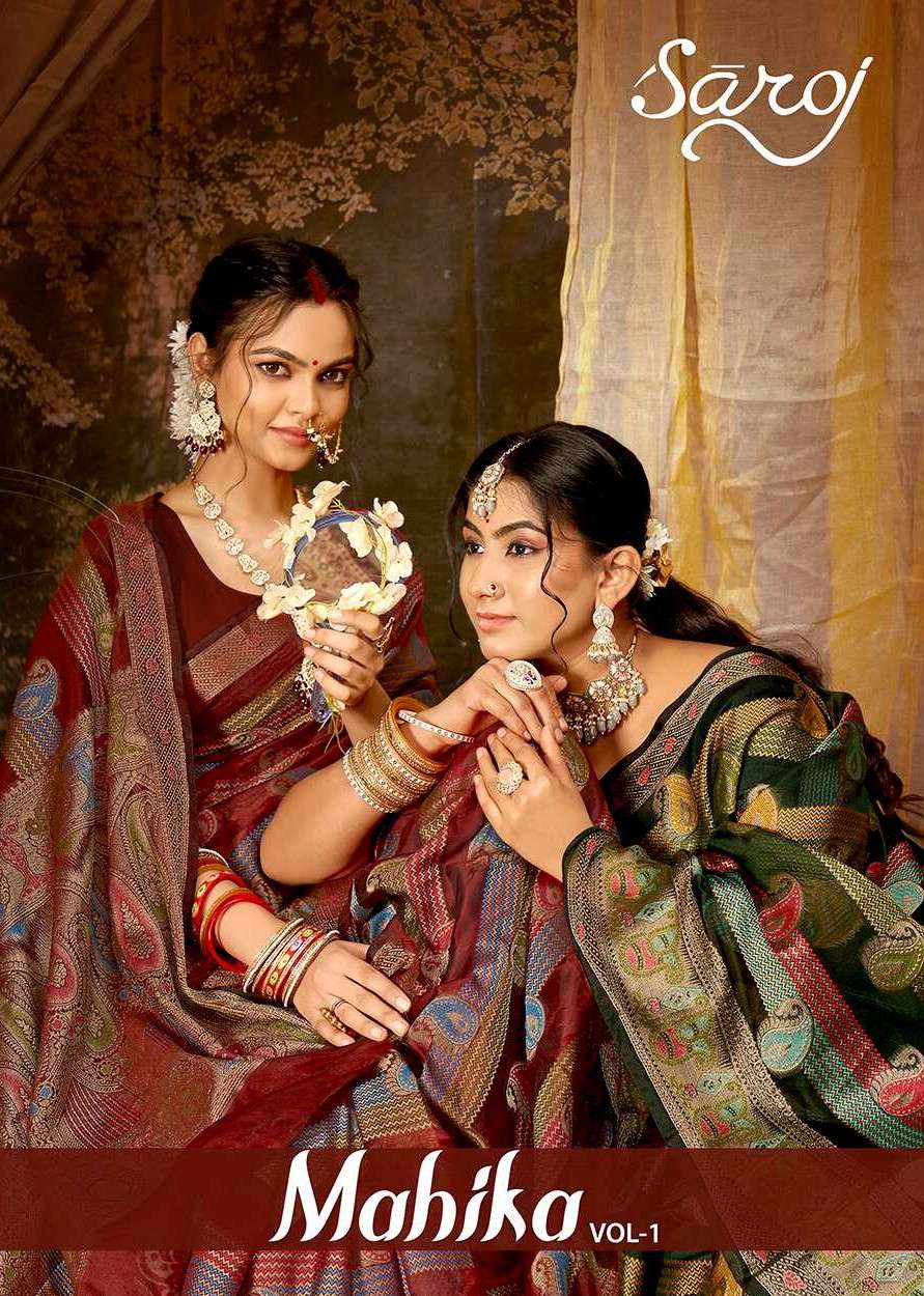 Saroj Mahika vol.1 Soft Orgenza Fabric with Heavy Rich Pallu Saree Wholesale catalog    