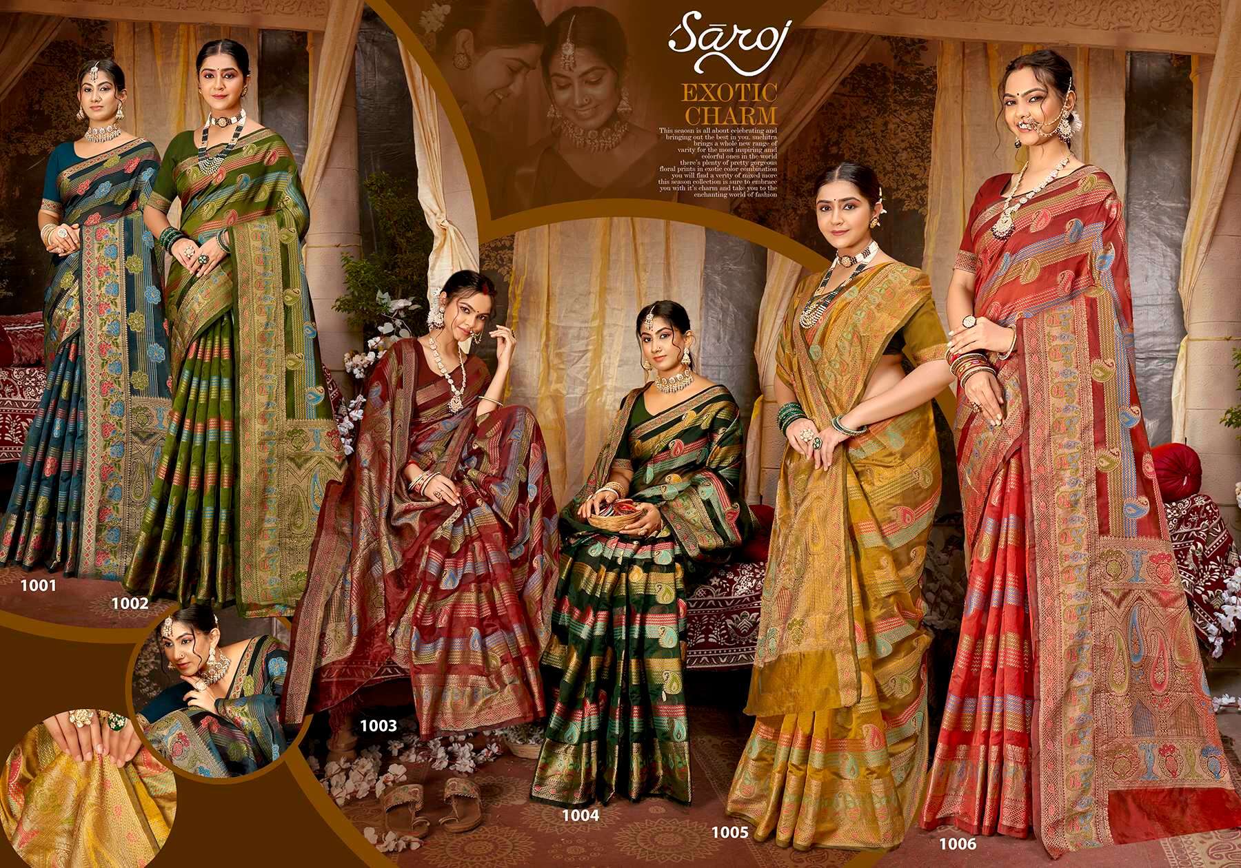 Saroj Mahika vol.1 Soft Orgenza Fabric with Heavy Rich Pallu Saree Wholesale catalog    