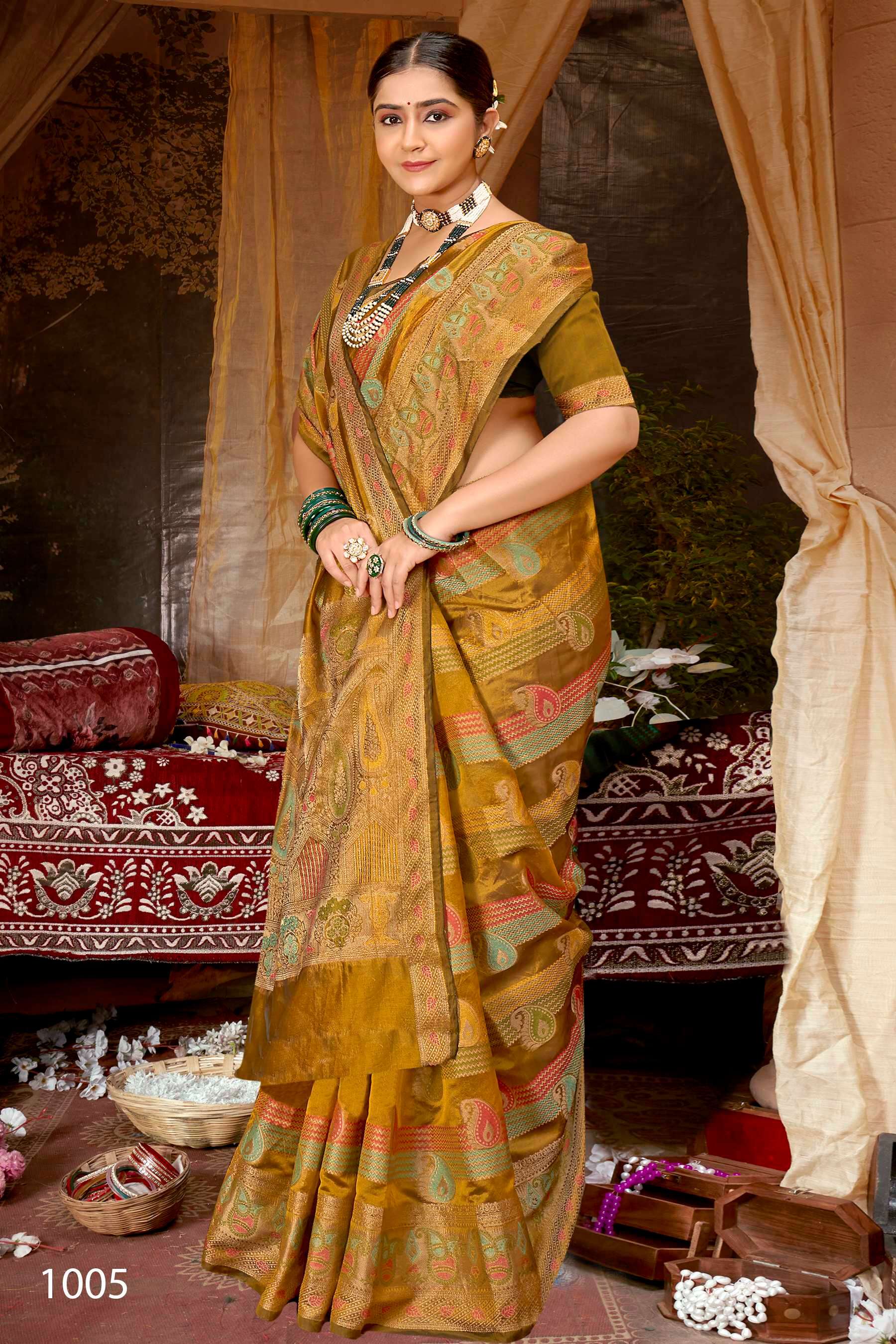 Saroj Mahika vol.1 Soft Orgenza Fabric with Heavy Rich Pallu Saree Wholesale catalog    