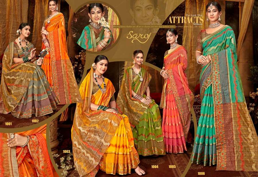 Saroj Sunflower Vol - 2 Soft Orgenza saree with fancy Designing Saree Wholesale catalog    