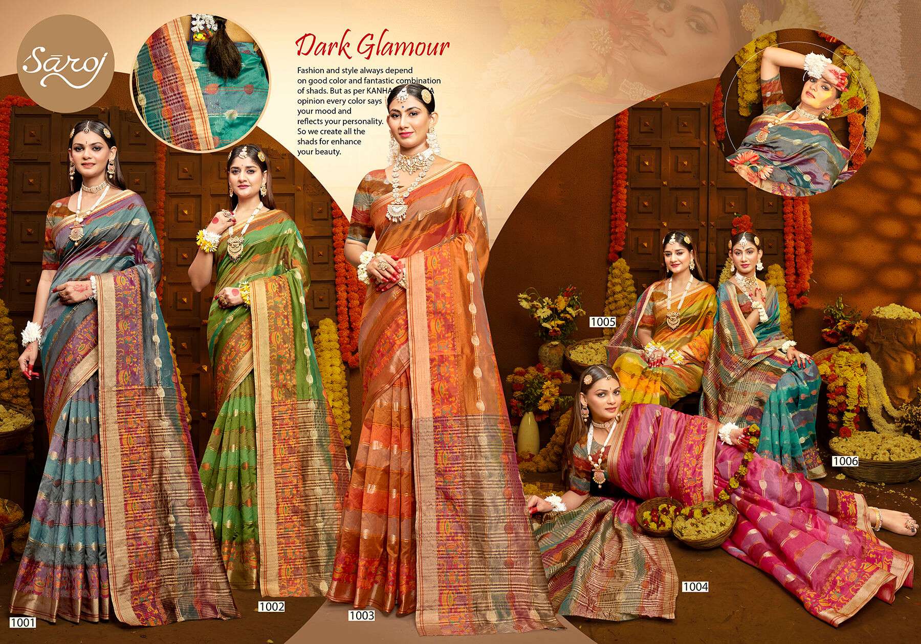 Saroj Sunflower Vol - 3 Soft Orgenza saree with fancy Designing Saree Wholesale catalog    