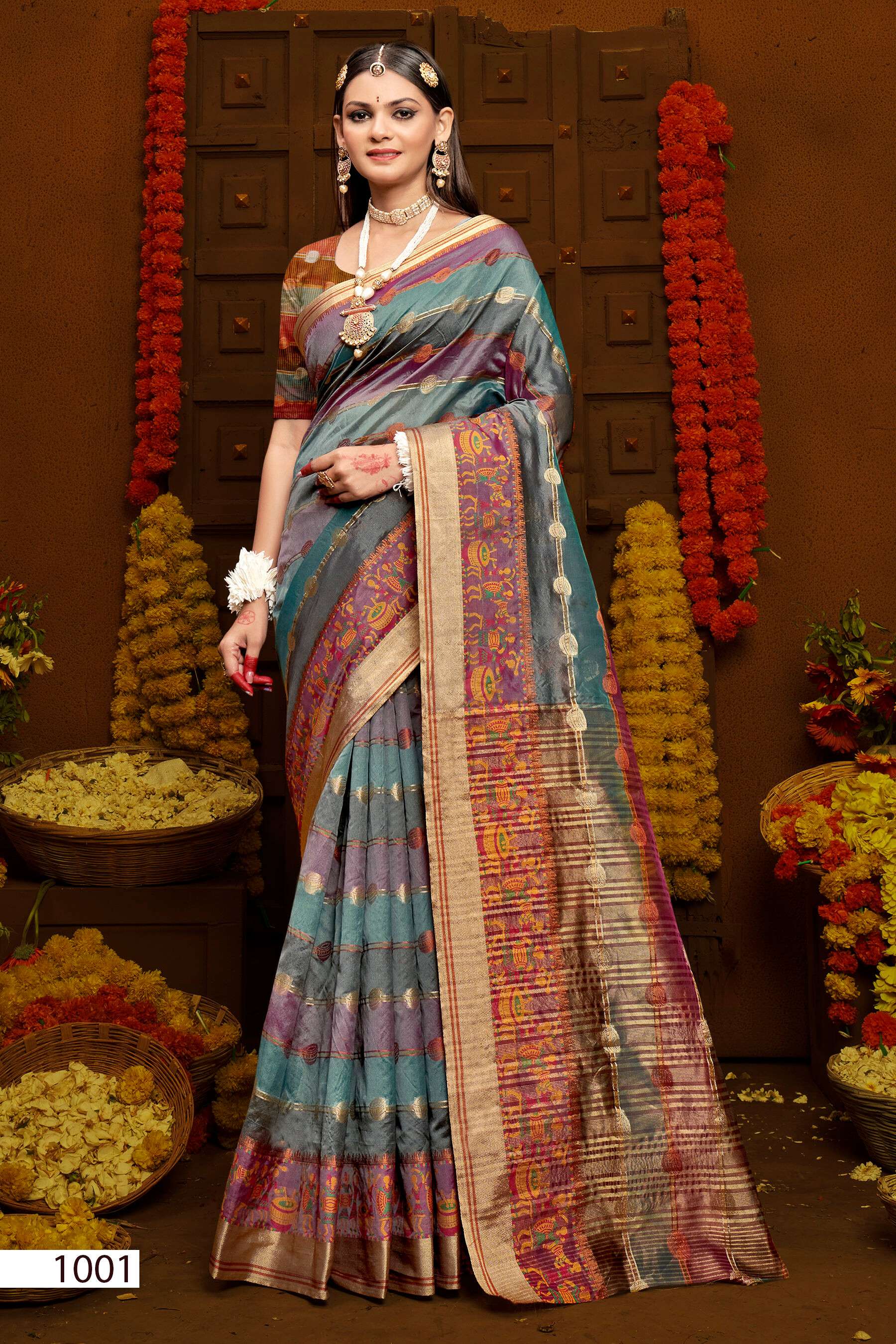 Saroj Sunflower Vol - 3 Soft Orgenza saree with fancy Designing Saree Wholesale catalog    