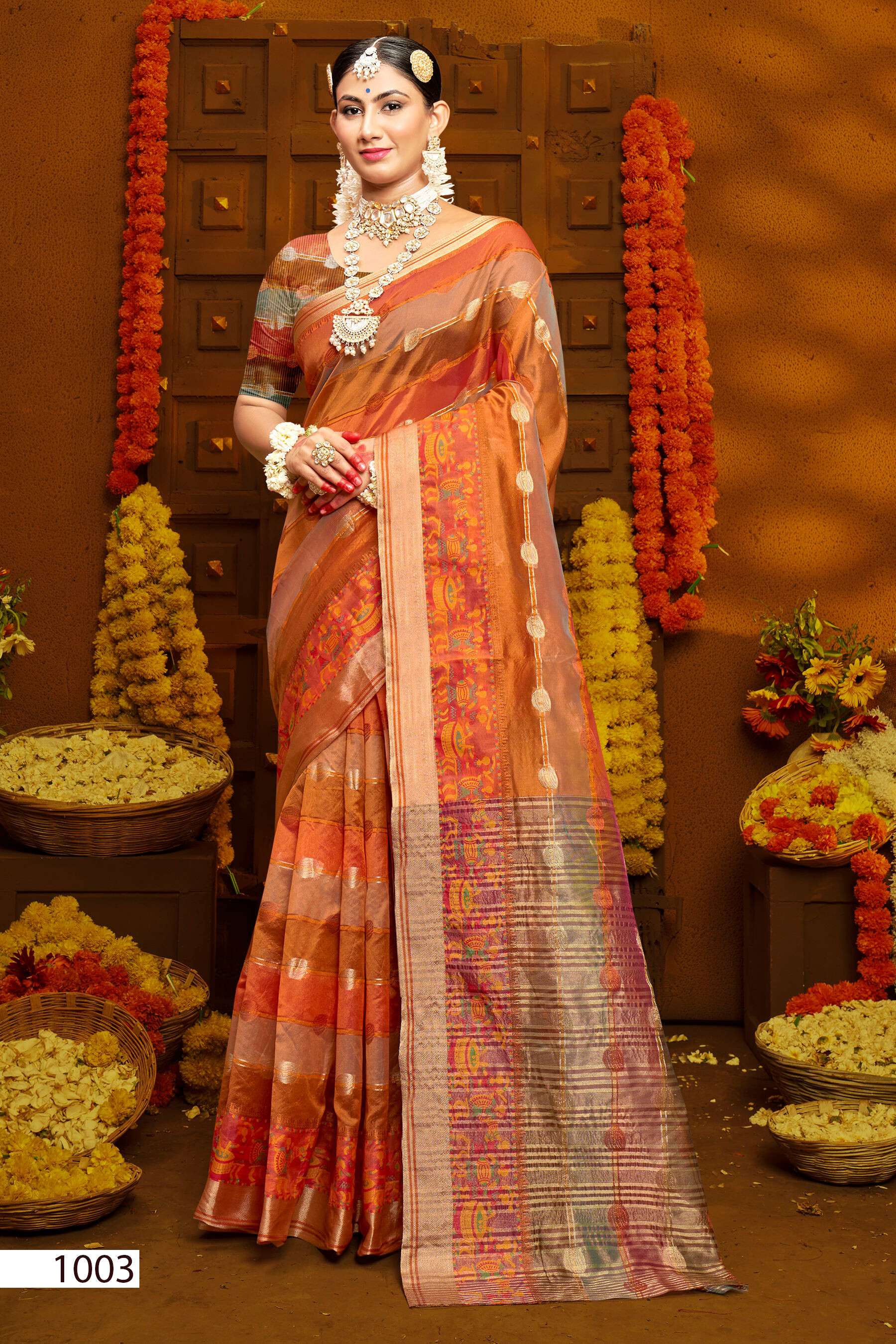 Saroj Sunflower Vol - 3 Soft Orgenza saree with fancy Designing Saree Wholesale catalog    