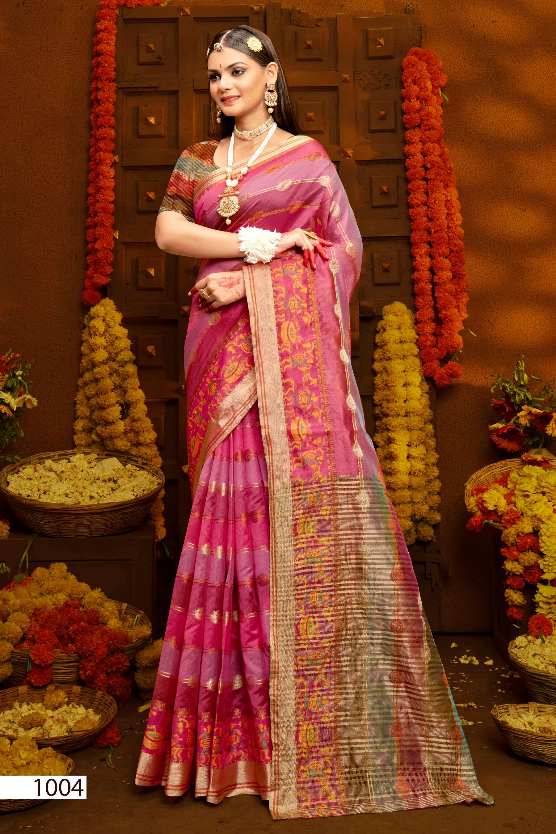 Saroj Sunflower Vol - 3 Soft Orgenza saree with fancy Designing Saree Wholesale catalog    