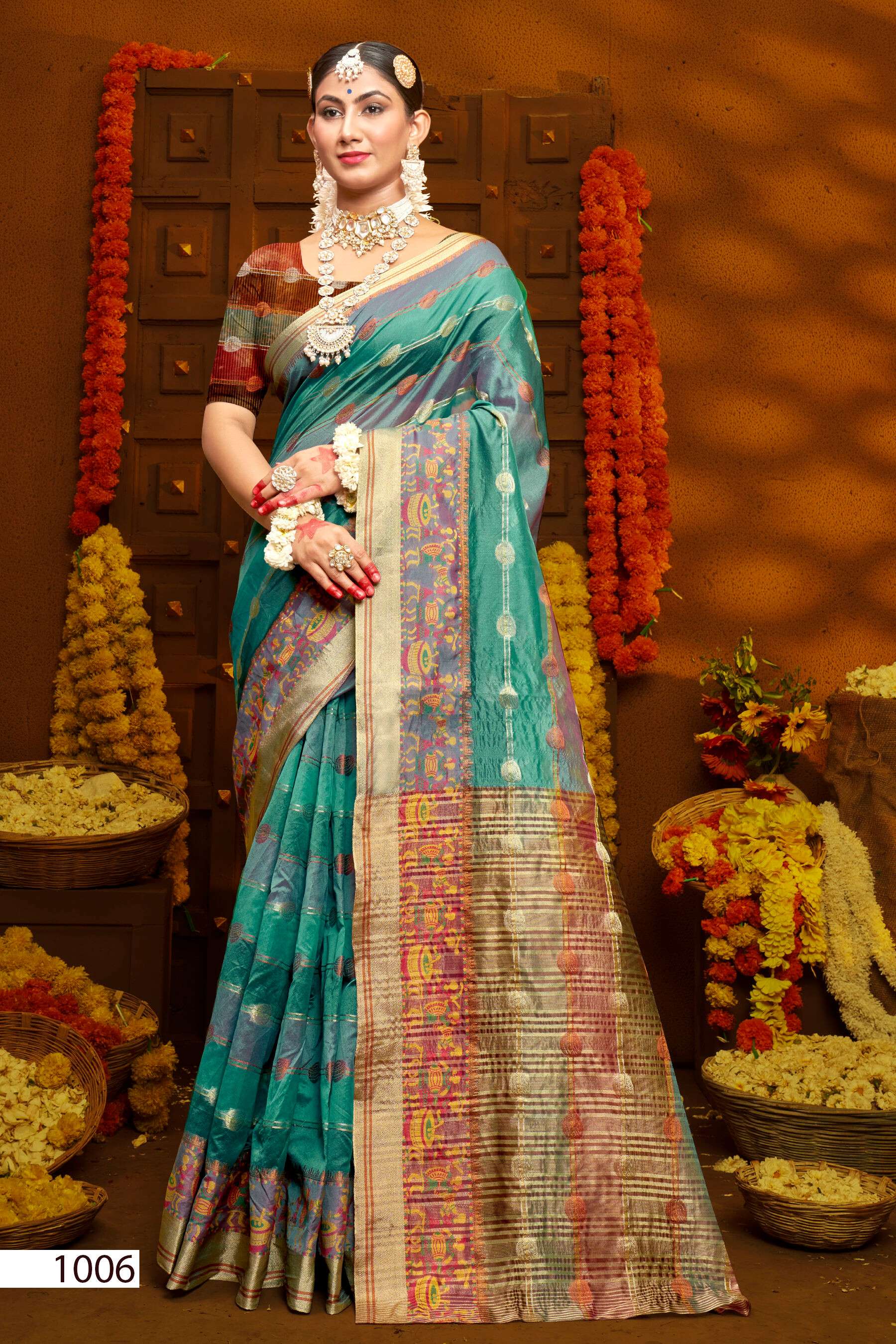 Saroj Sunflower Vol - 3 Soft Orgenza saree with fancy Designing Saree Wholesale catalog    