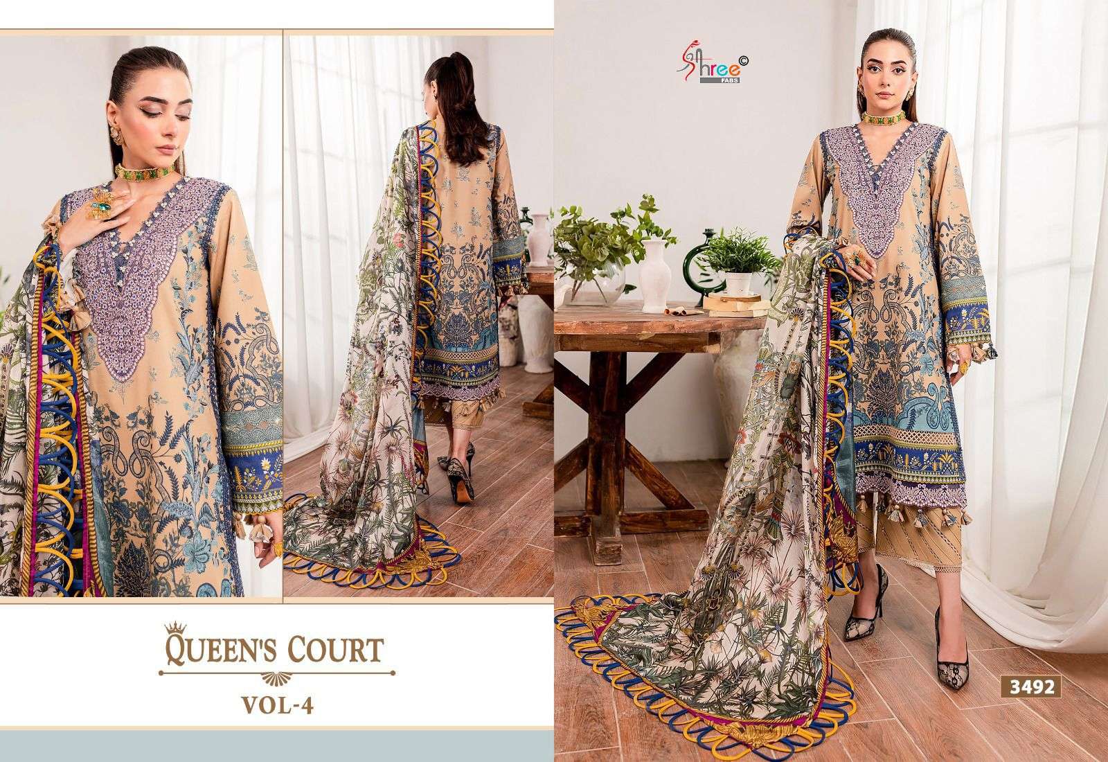 Shree Queens Court Vol 4 Cotton Dupatta Pakistani Suits Wholesale catalog