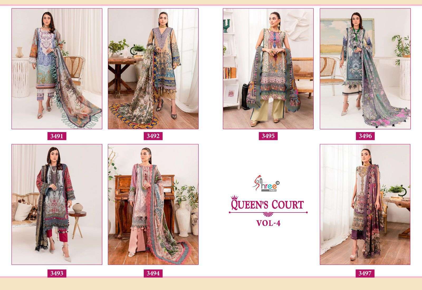 Shree Queens Court Vol 4 Cotton Dupatta Pakistani Suits Wholesale catalog