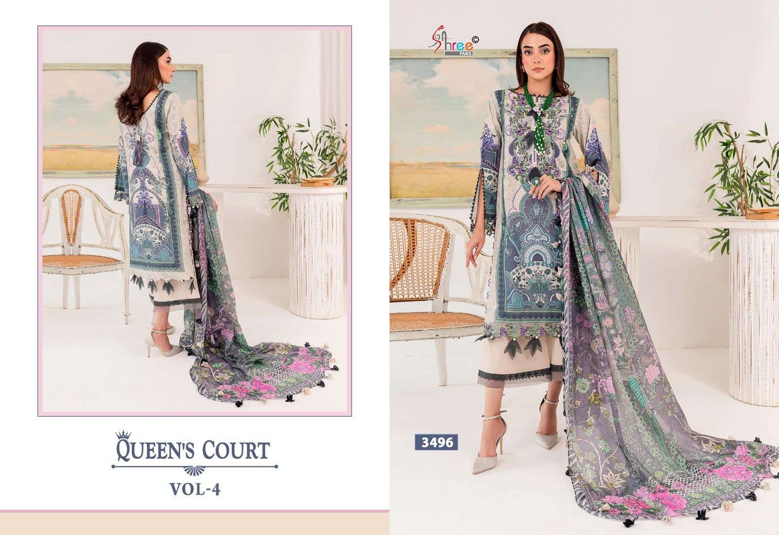 Shree Queens Court Vol 4 Cotton Dupatta Pakistani Suits Wholesale catalog