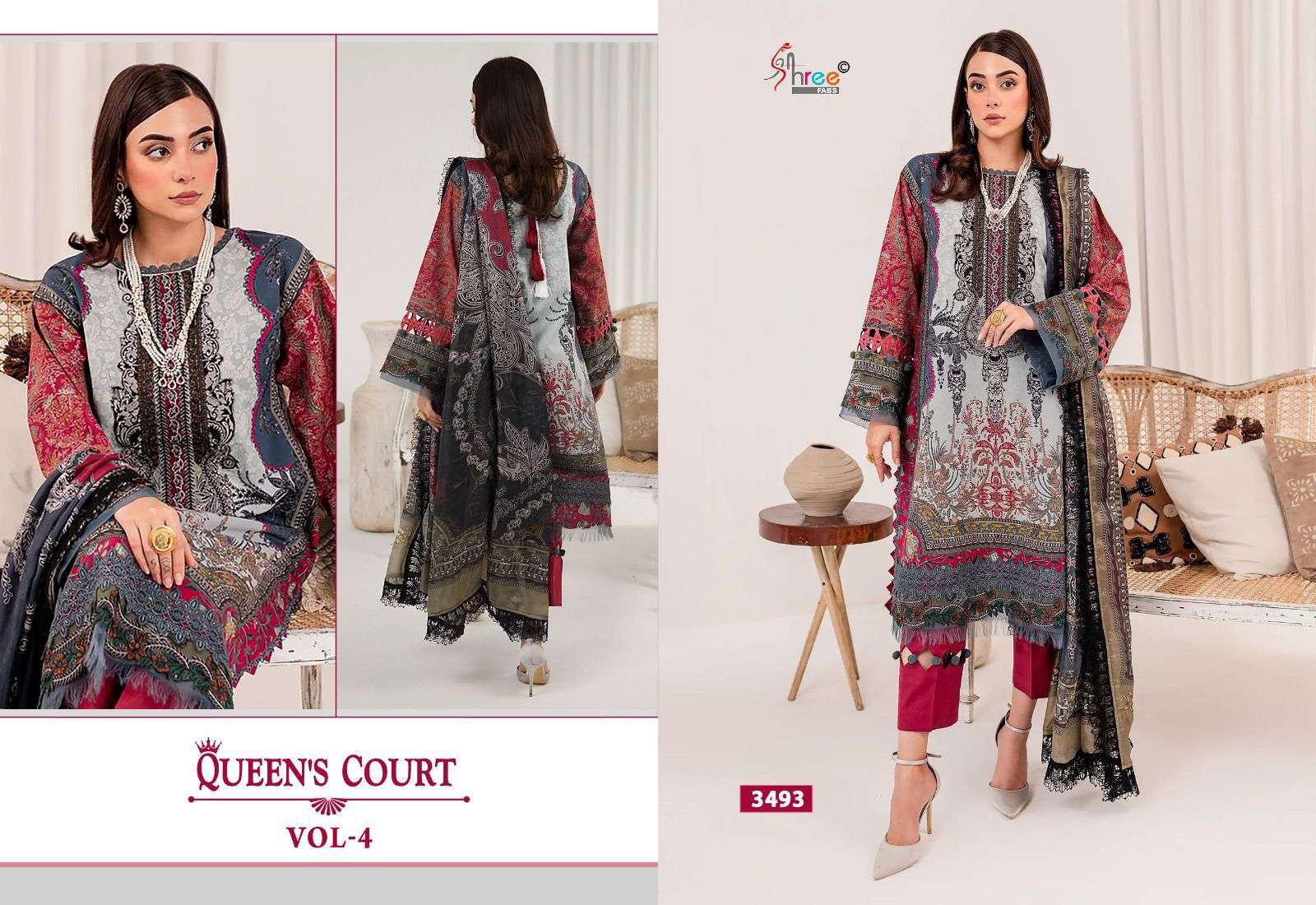 Shree Queens Court Vol 4 Cotton Dupatta Pakistani Suits Wholesale catalog
