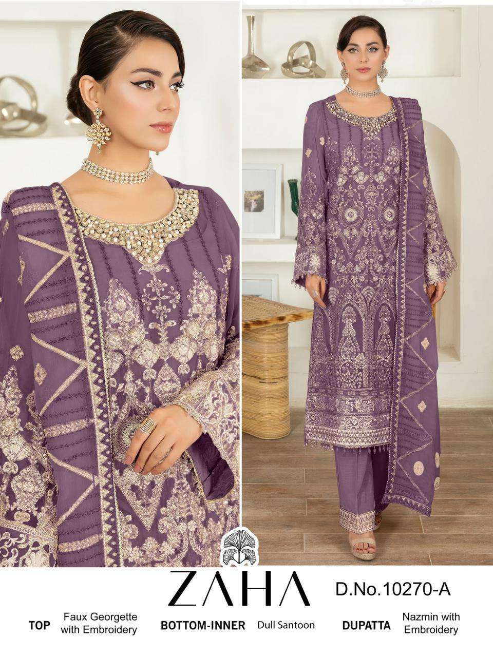 Zaha 10270 A And B Georgette Embroidery Salwar Kameez Wholesale catalog
