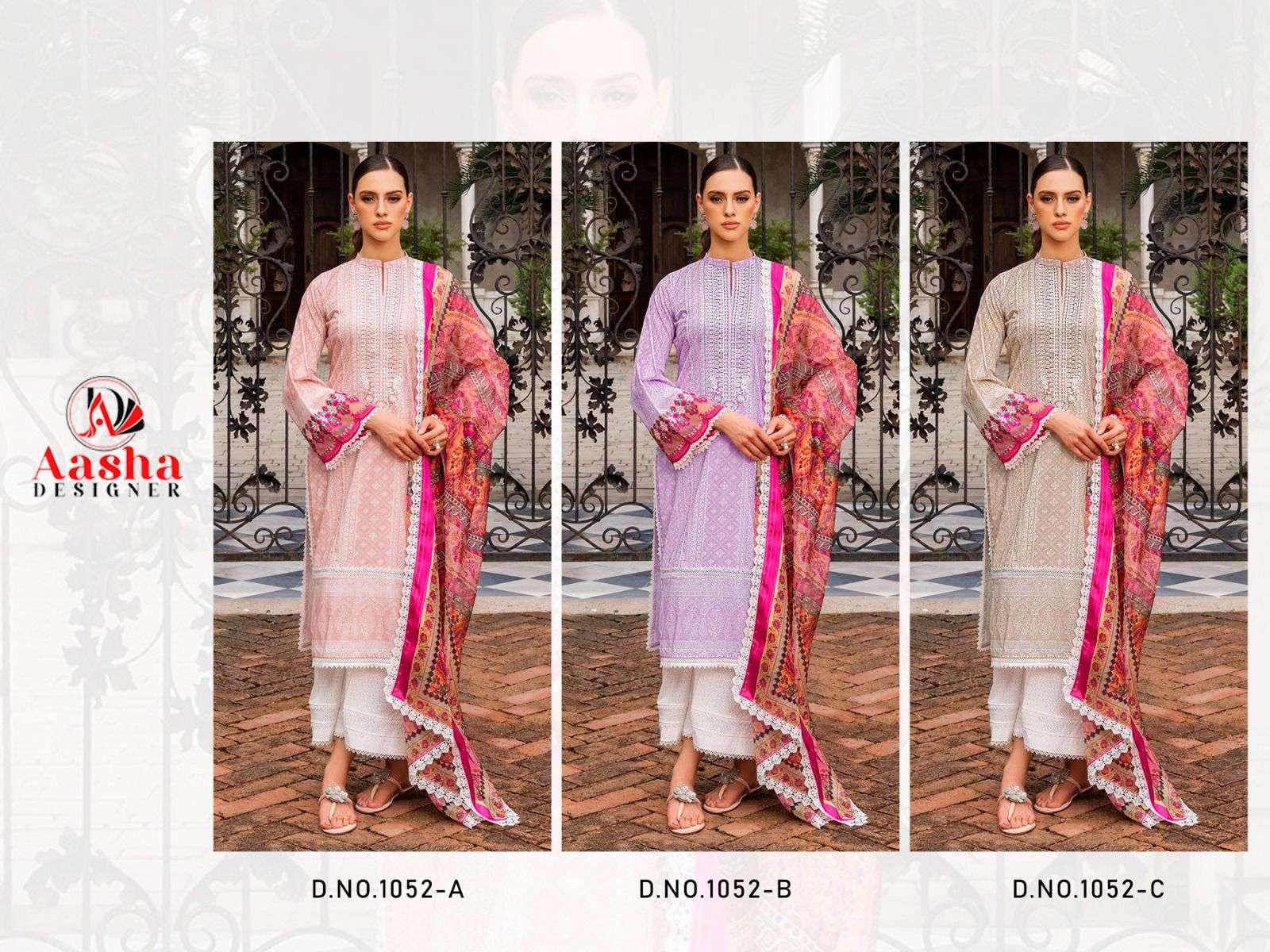Aasha 1052 A To C Cotton Dupatta Salwar Kameez Wholesale catalog