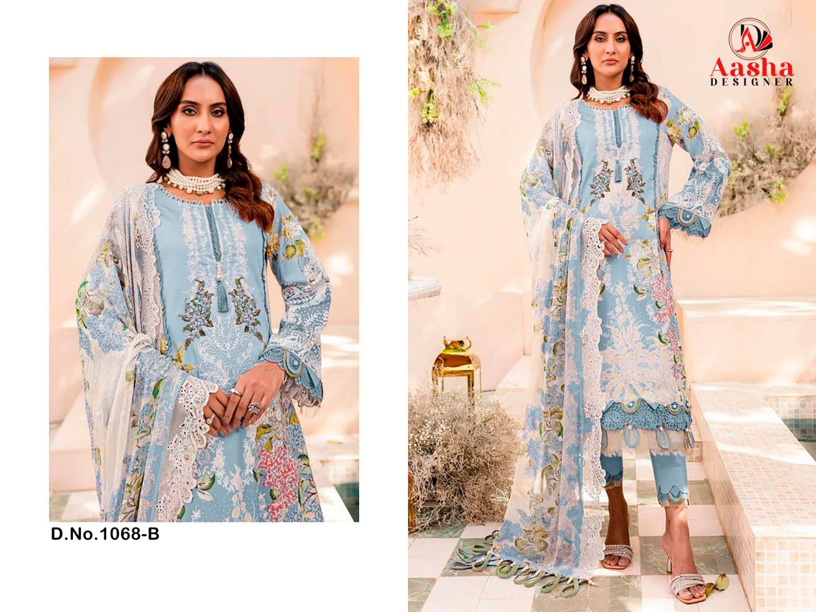 Aasha Needle Wonder Vol 7 Cotton Dupatta Salwar Suits Wholesale catalog