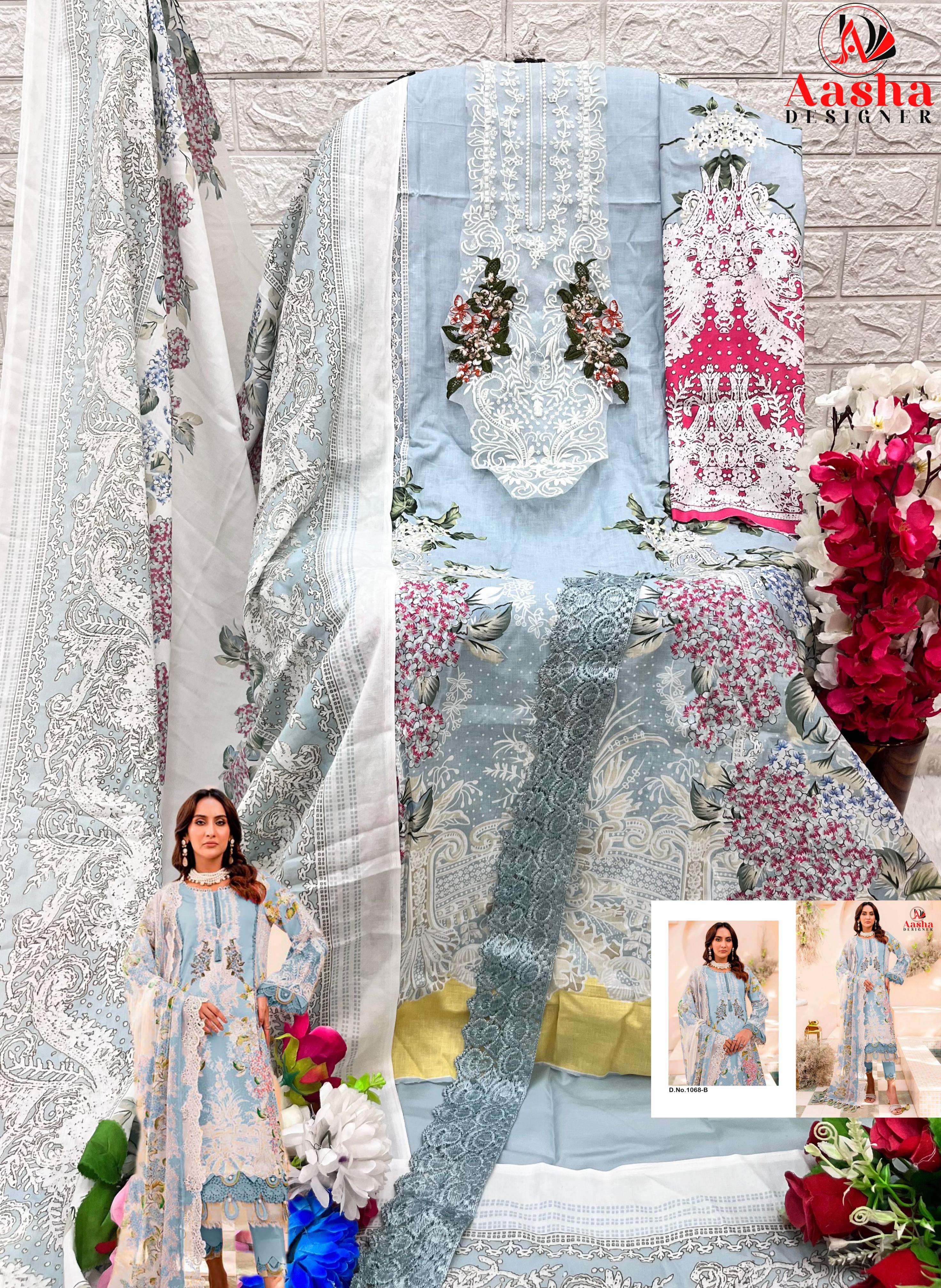 Aasha Needle Wonder Vol 7 Cotton Dupatta Salwar Suits Wholesale catalog