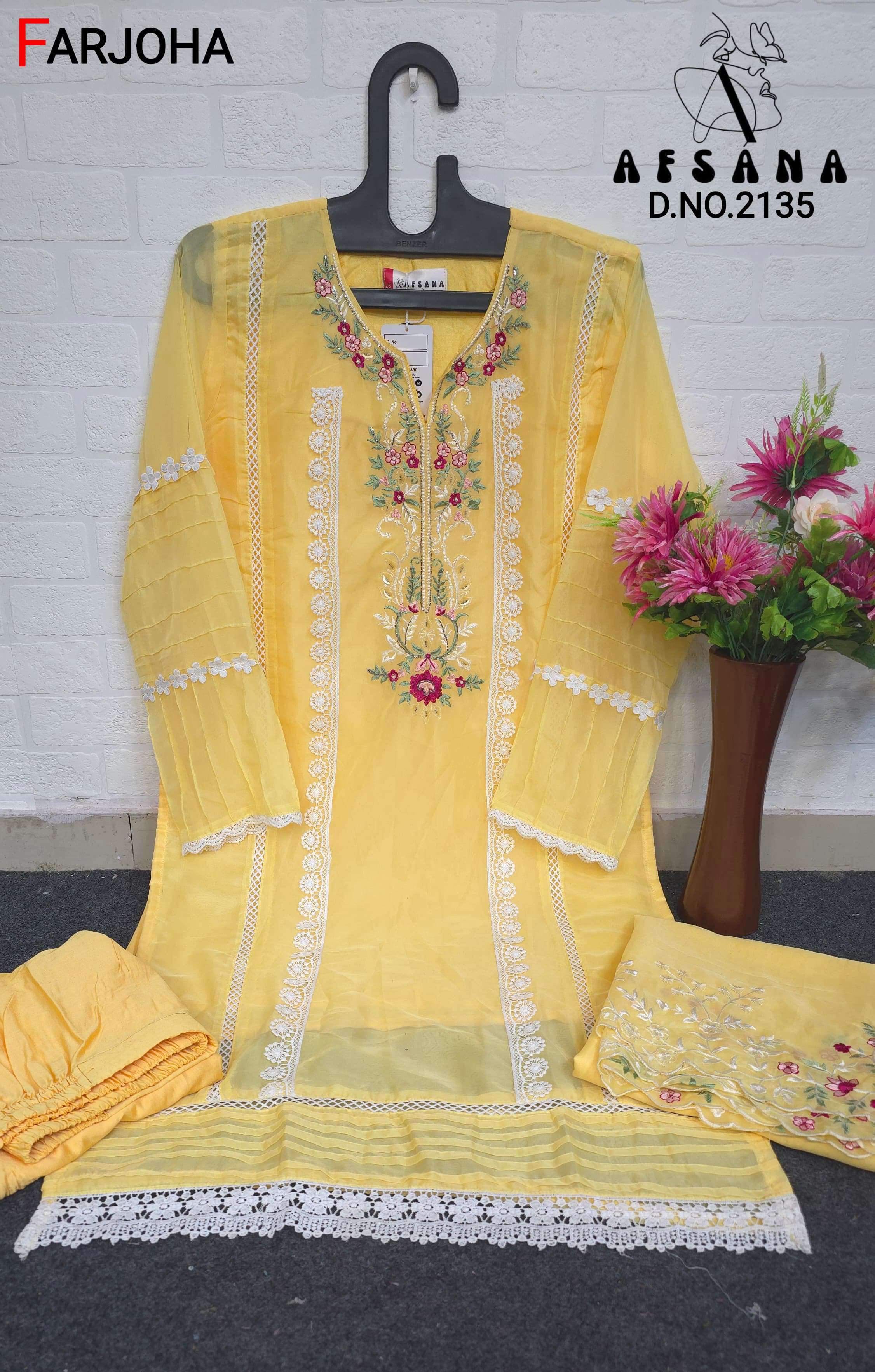 Afsana Farjoha Organza Pakistani Suits Wholesale catalog