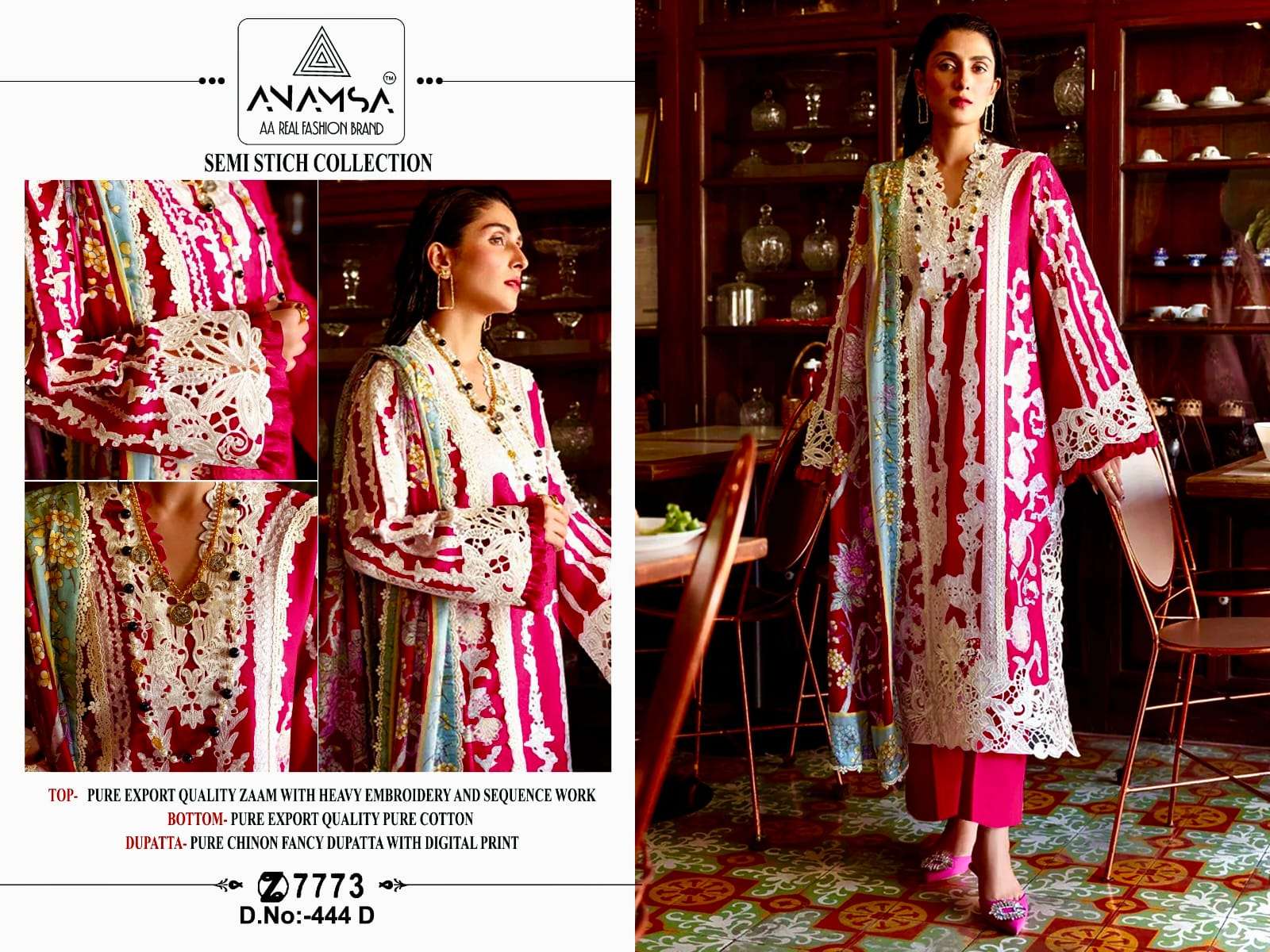 Anamsa 444 A To D Hit Colors Pakistani Suit Wholesale catalog