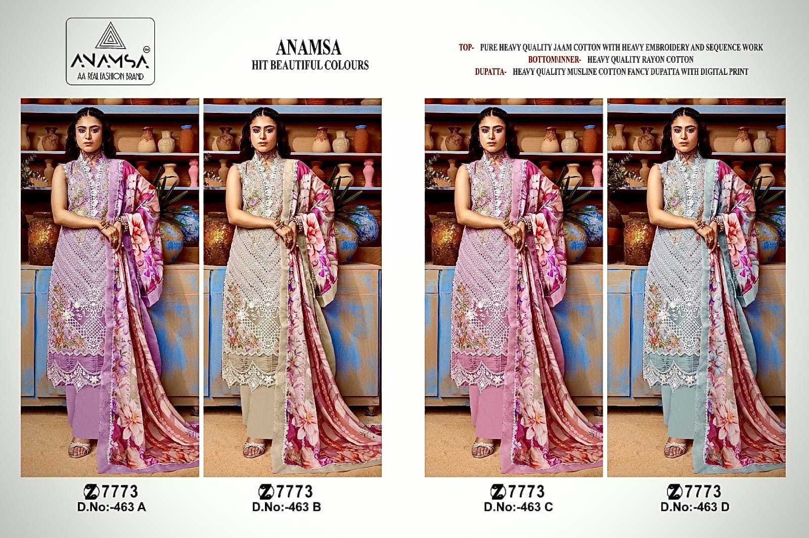 Anamsa 463 A To D Jam Cotton Salwar Suit Wholesale catalog