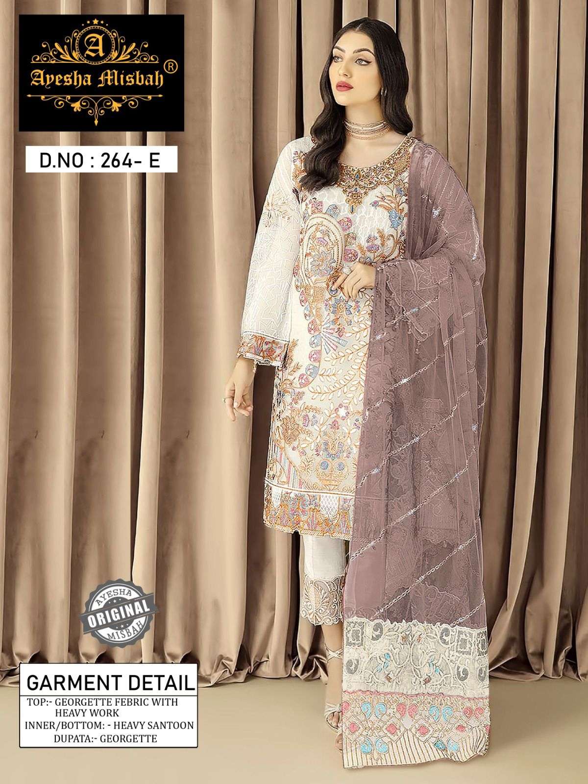 Ayesha Misbah 264 Georgette Salwar Kameez Wholesale catalog