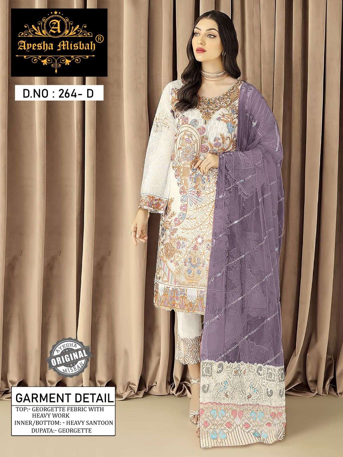 Ayesha Misbah 264 Georgette Salwar Kameez Wholesale catalog