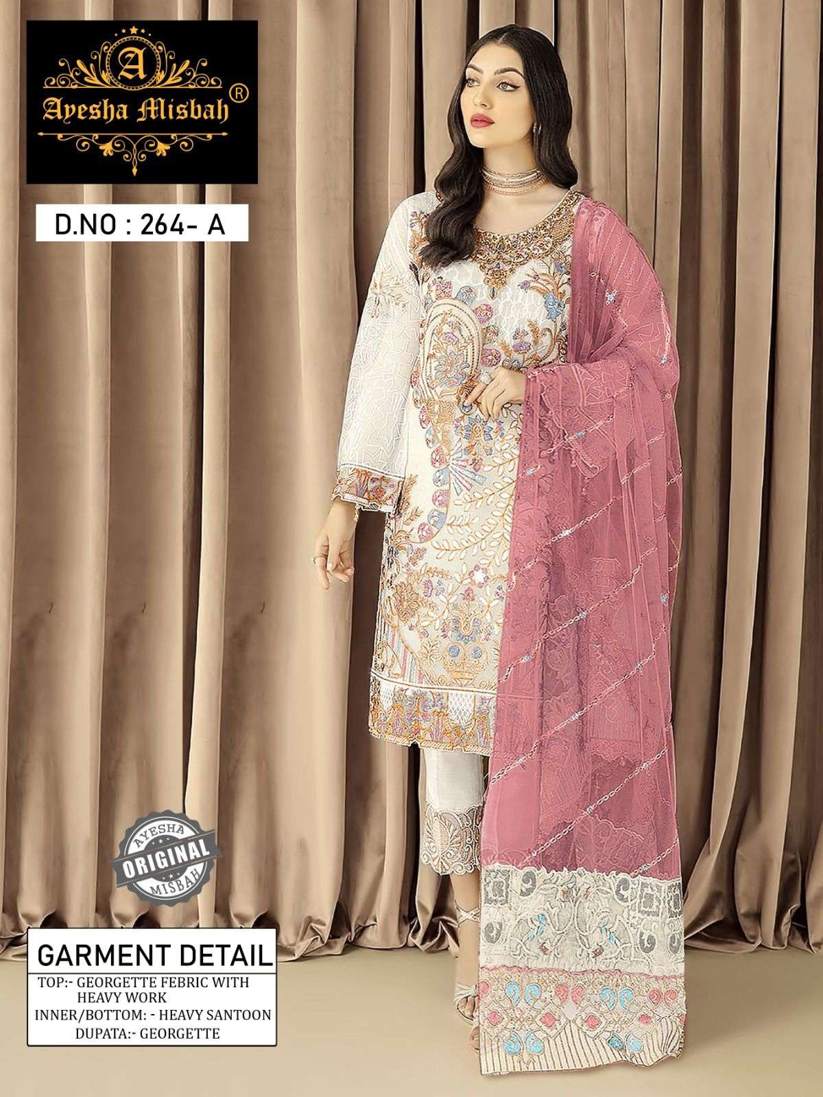 Ayesha Misbah 264 Georgette Salwar Kameez Wholesale catalog