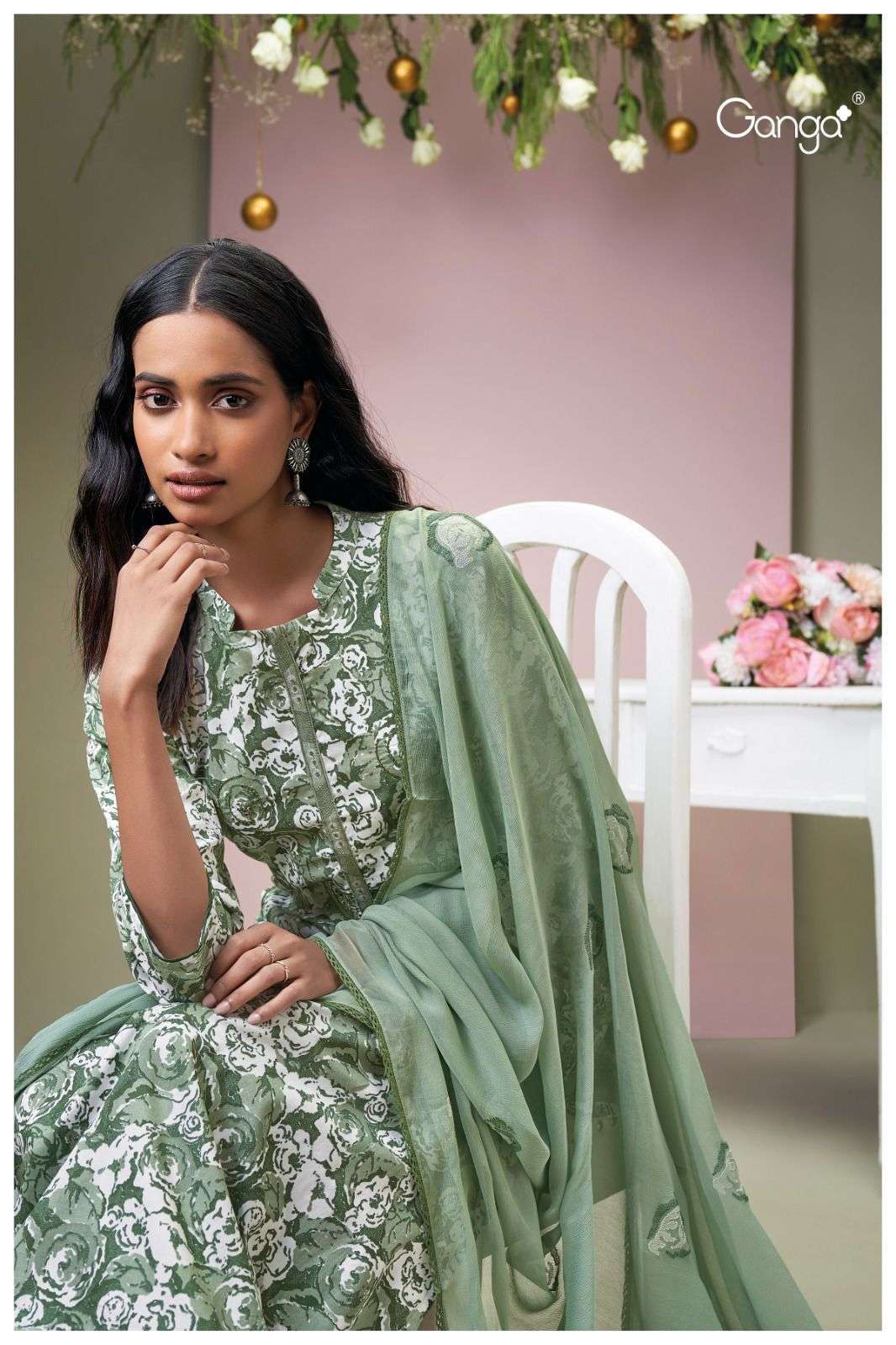 GANGA TEMPANY 2219 Dress Materials Wholesale catalog