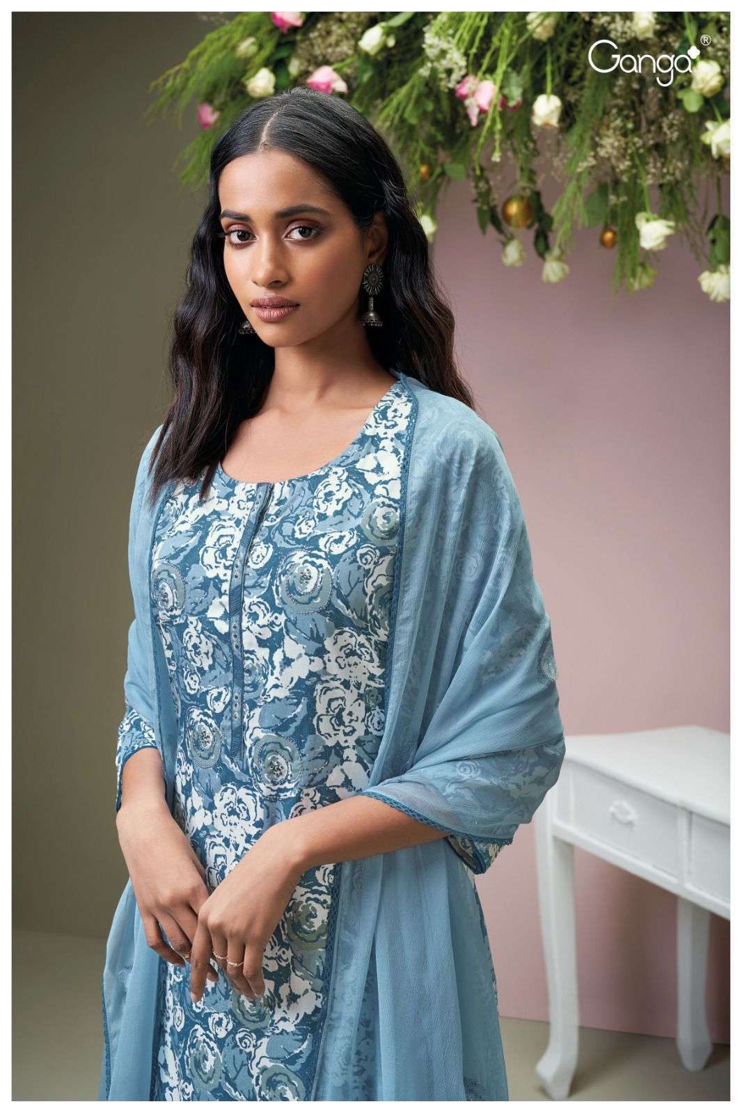 GANGA TEMPANY 2219 Dress Materials Wholesale catalog
