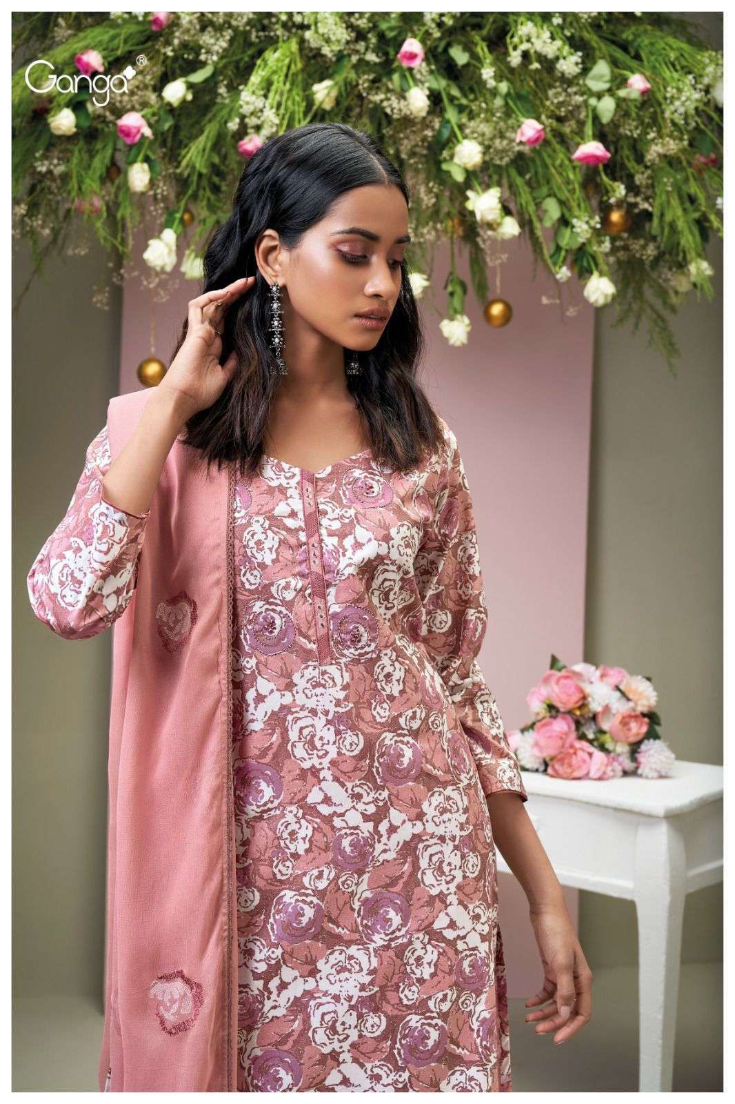GANGA TEMPANY 2219 Dress Materials Wholesale catalog