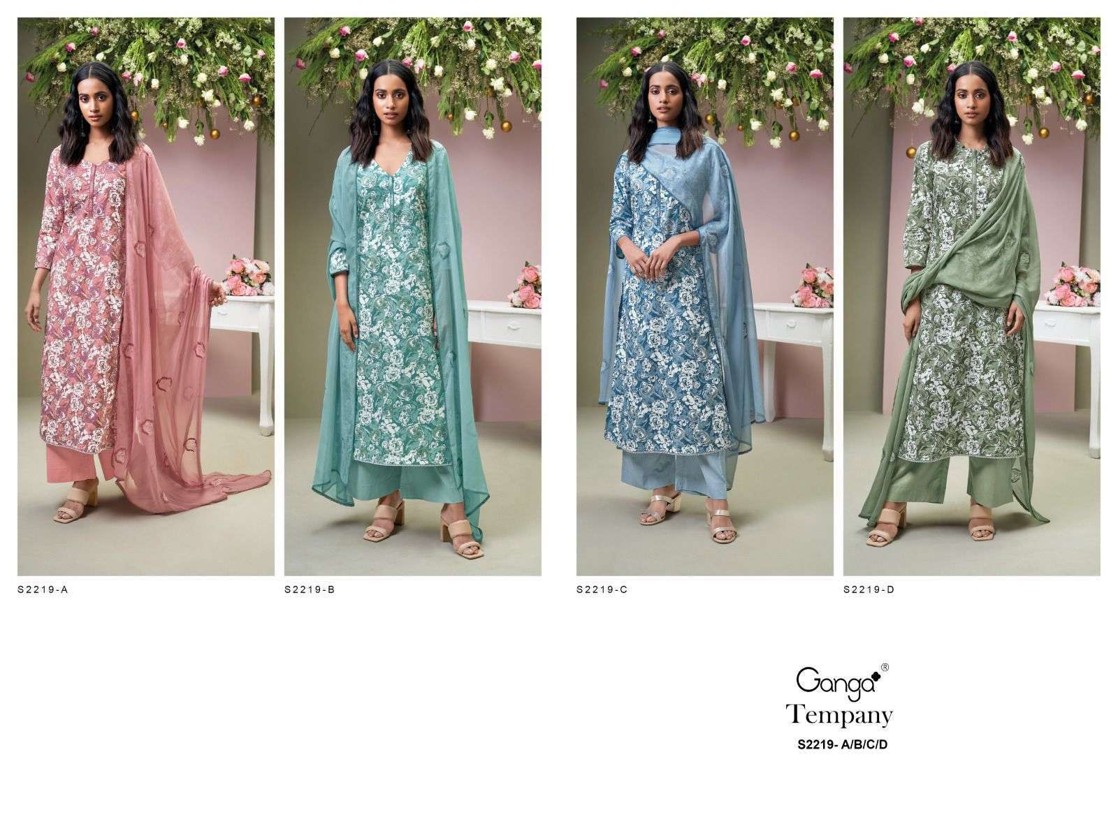 GANGA TEMPANY 2219 Dress Materials Wholesale catalog