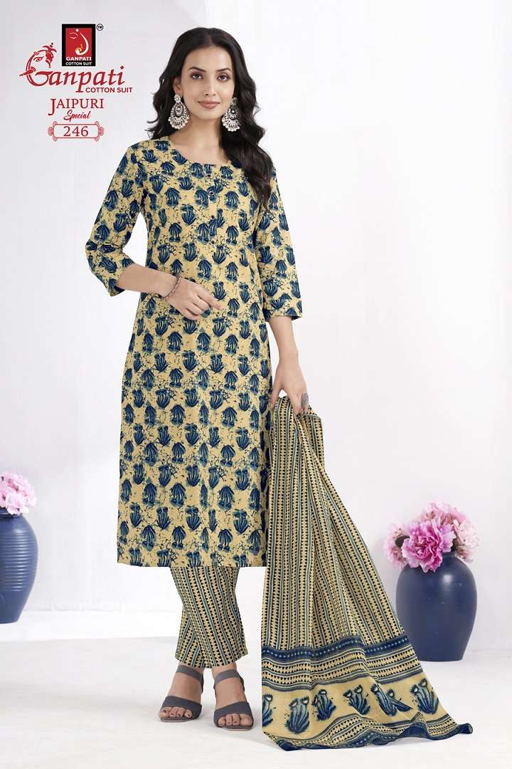 Ganpati Jaipuri Special Vol-10 – A-Line Cut Kurti Pant With Dupatta - Wholesale Catalog