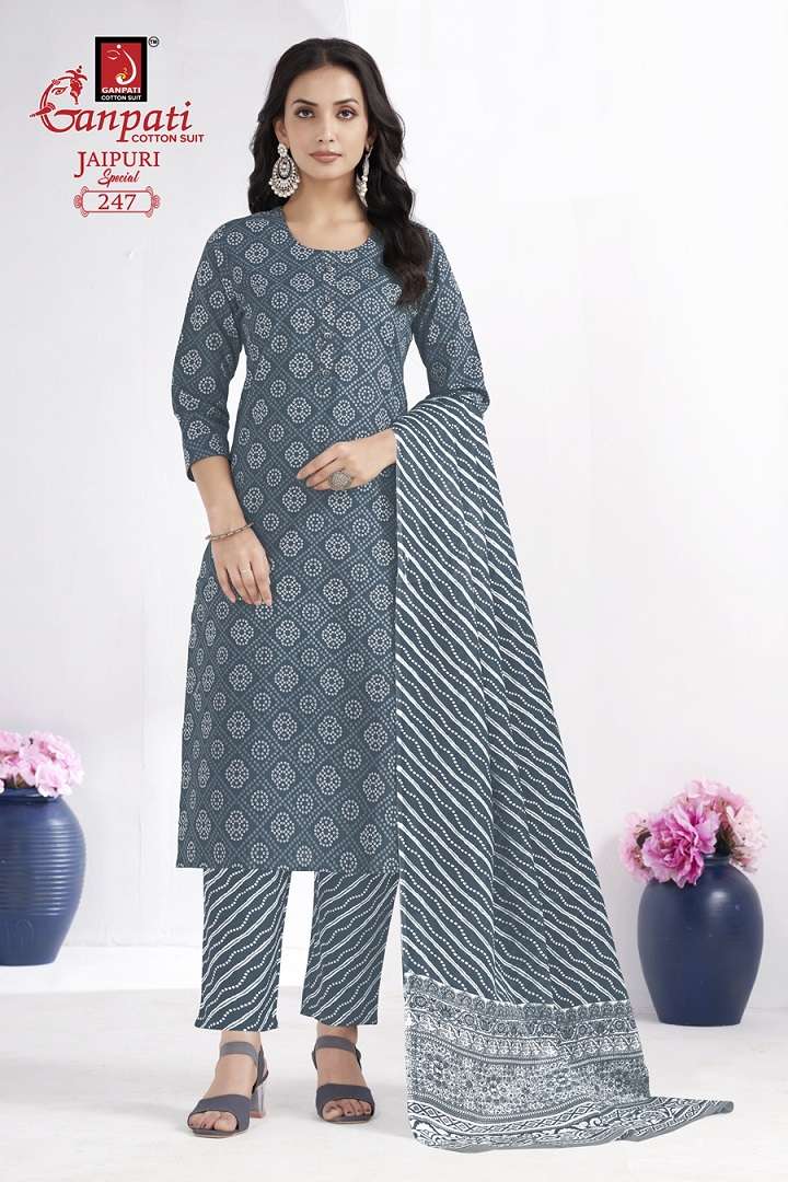 Ganpati Jaipuri Special Vol-10 – A-Line Cut Kurti Pant With Dupatta - Wholesale Catalog