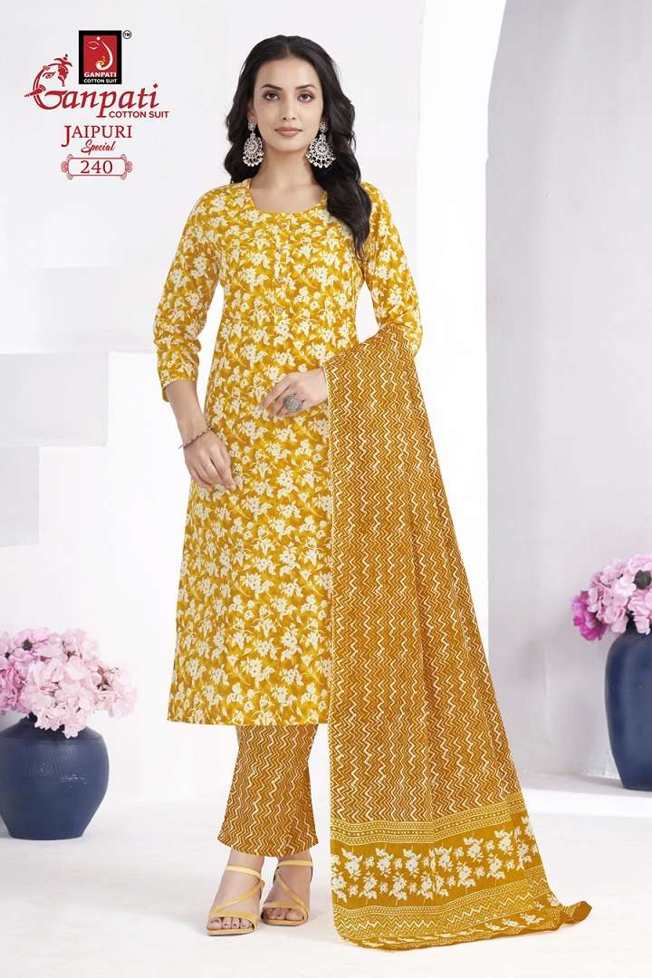 Ganpati Jaipuri Special Vol-10 – A-Line Cut Kurti Pant With Dupatta - Wholesale Catalog