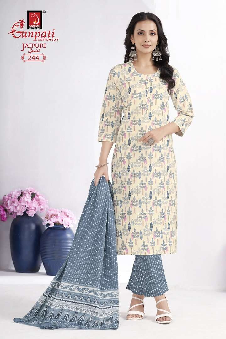 Ganpati Jaipuri Special Vol-10 – A-Line Cut Kurti Pant With Dupatta - Wholesale Catalog