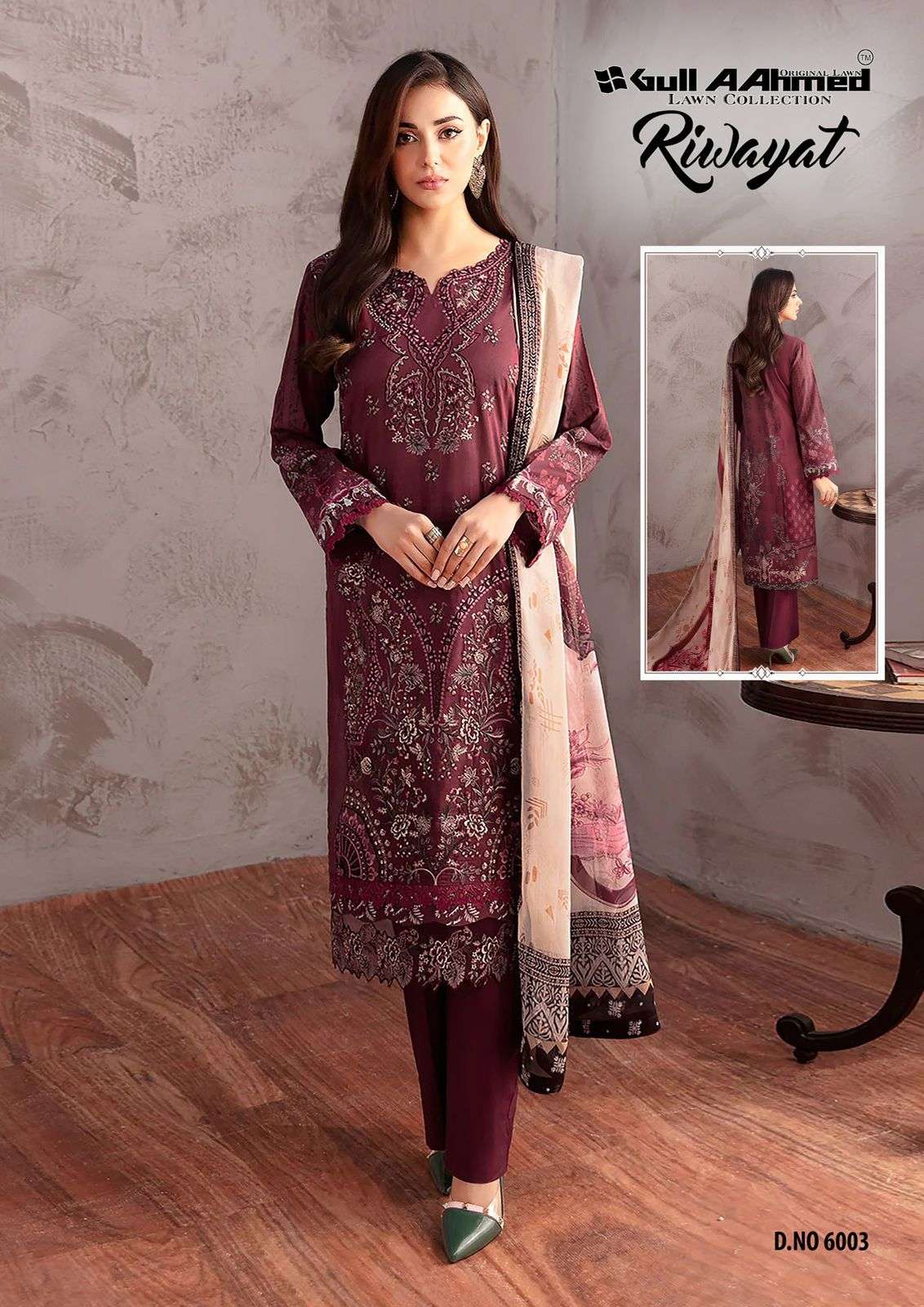 Gull A Ahmed Riwayat Vol 6 Lawn Cotton Dress Material Wholesale catalog