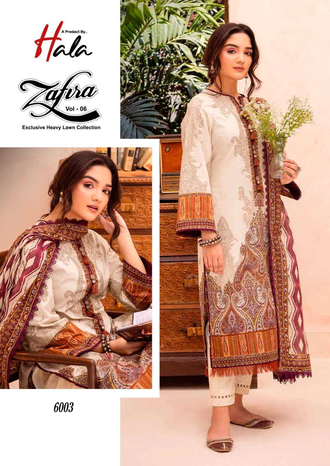 Hala Zafira Vol 6 Lawn Cotton Dress Material Wholesale catalog