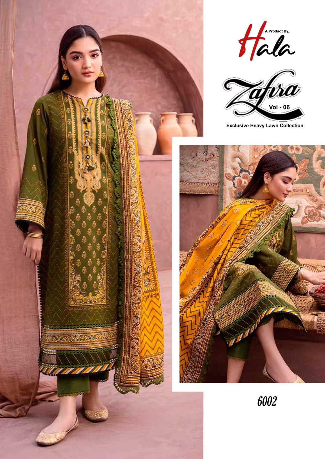 Hala Zafira Vol 6 Lawn Cotton Dress Material Wholesale catalog