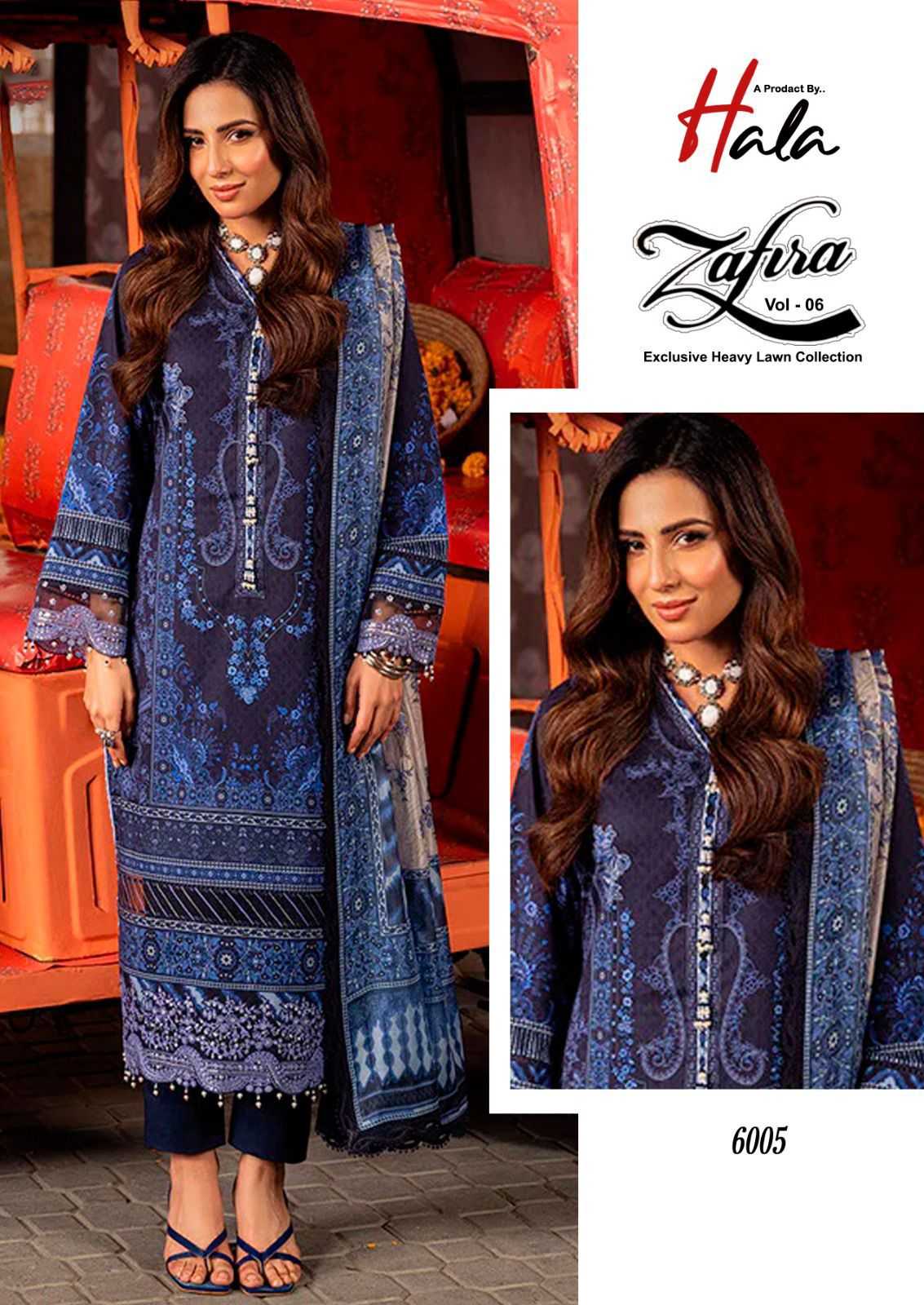 Hala Zafira Vol 6 Lawn Cotton Dress Material Wholesale catalog
